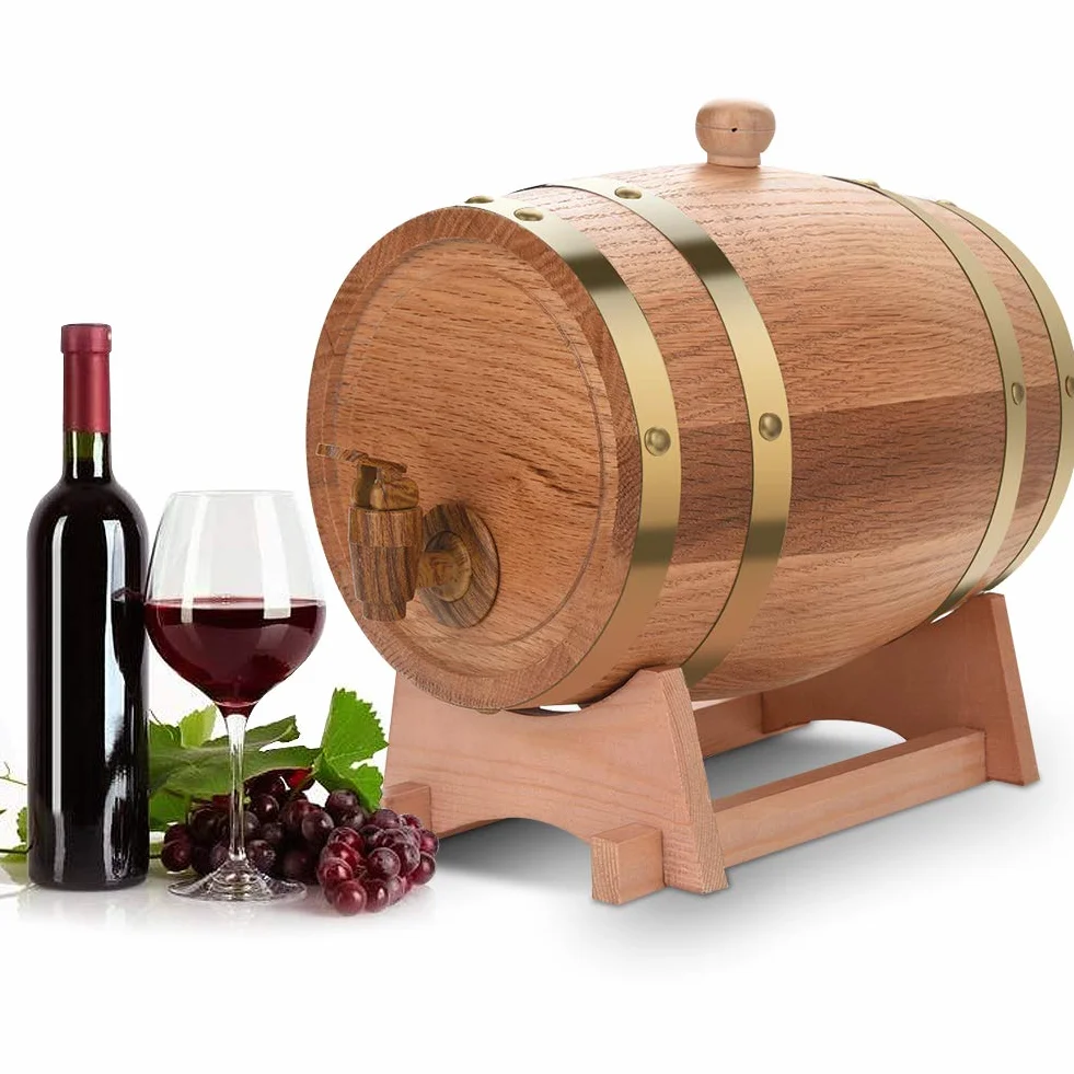 Botte di rovere, Vino Botte di Rovere, Dispenser di vino d'annata per vino con alcolici Conservazione, per whisky, vino, birra, bourbon, tequila, ecc(3L)