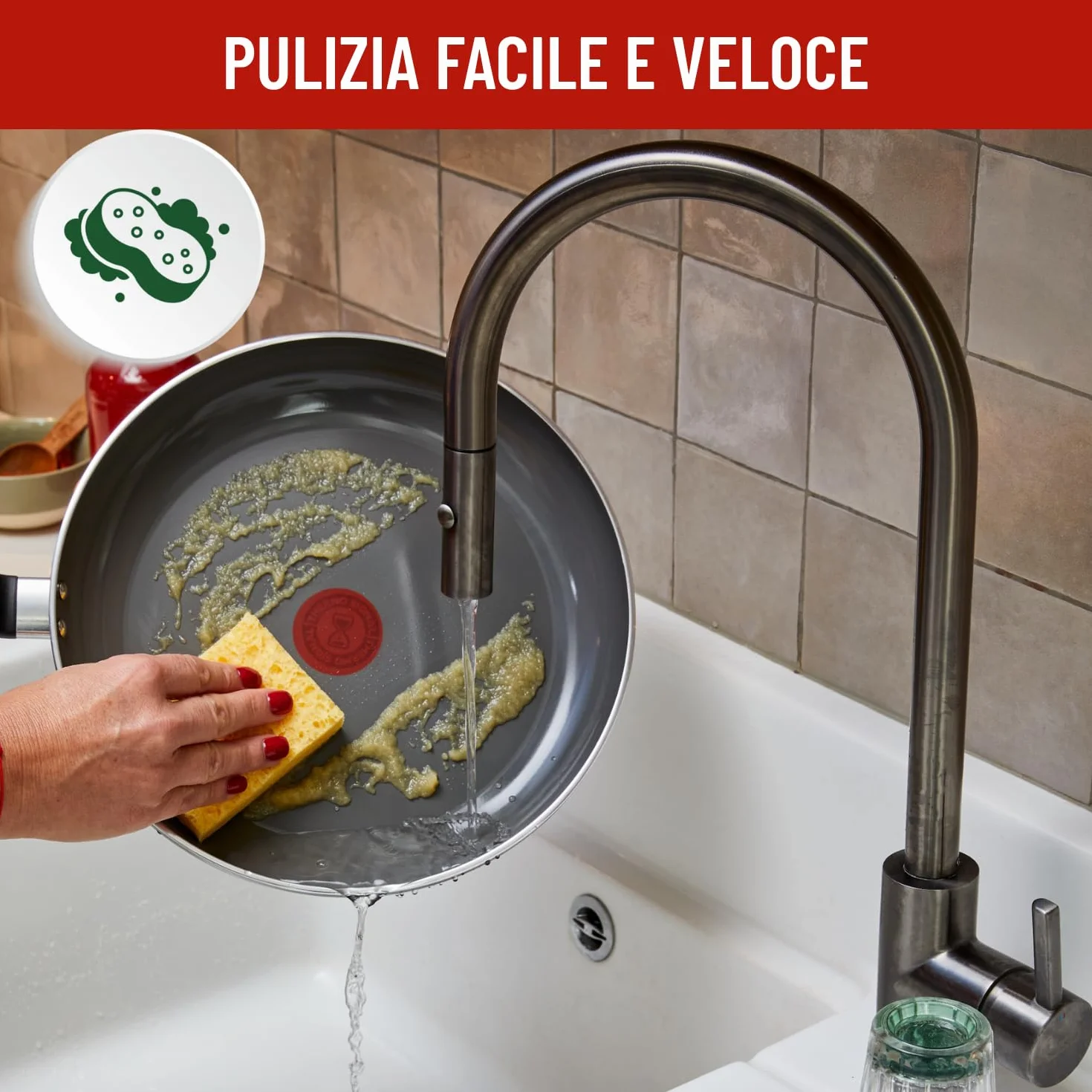 Lagostina Goccia Padella 32 cm, Rivestimento Ceramica Antiaderente, Thermo-Signal, Induzione