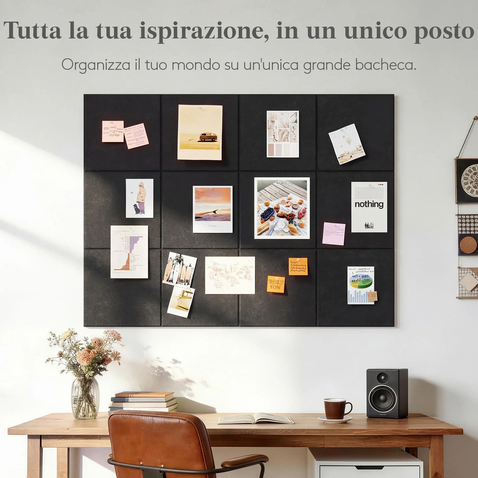 Lifewit Bacheca in feltro adesiva decorativa, Set da 12 Pannelli-120x90 cm, perfetta per appunti e foto in ufficio o casa, 50 puntine incluse, alternativa alla sughero, Beige Avena