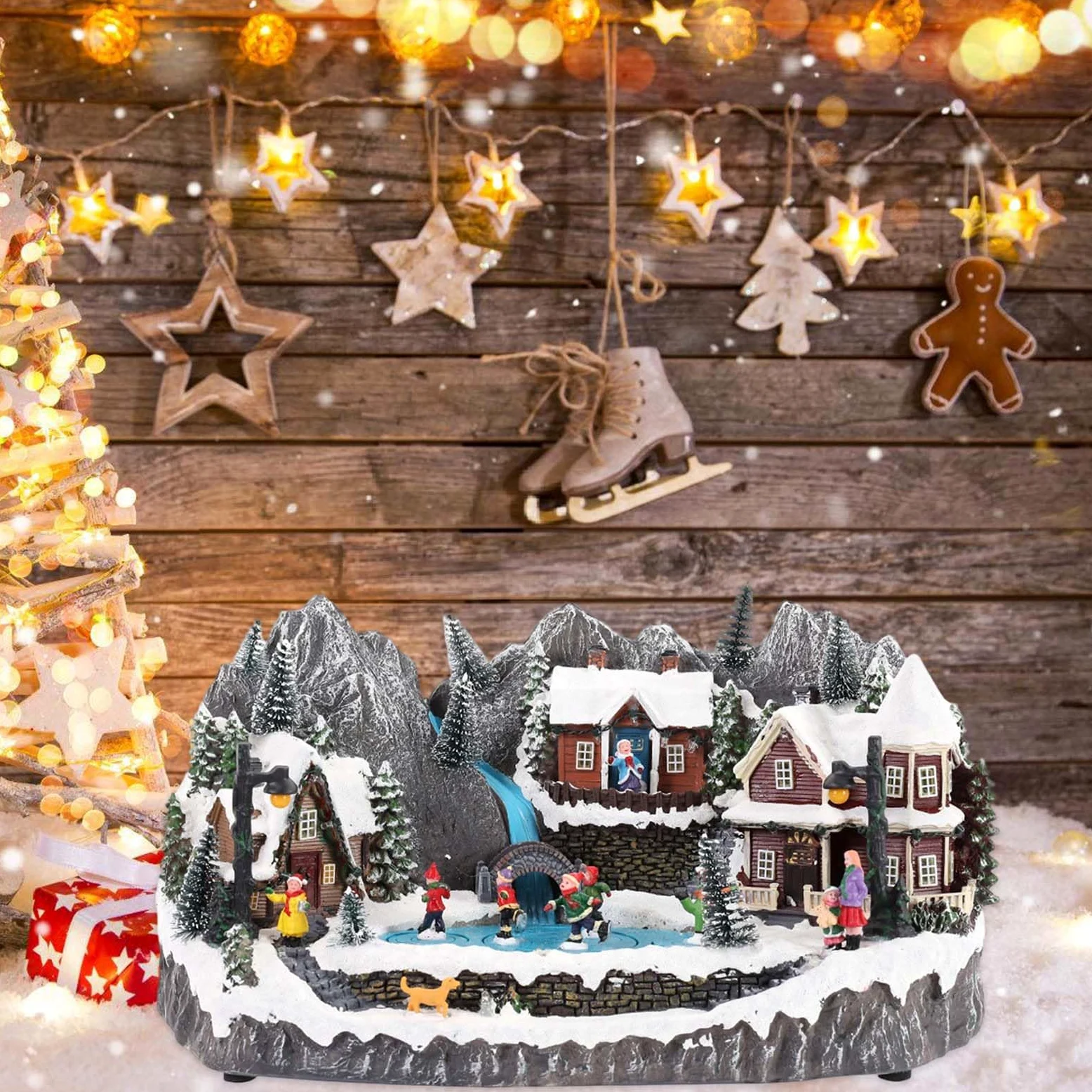 Centrotavola in resina illuminata con componenti staccabili e opzioni di alimentazione per feste sicure per bambini decorazioni natalizie musica LED forniture per feste