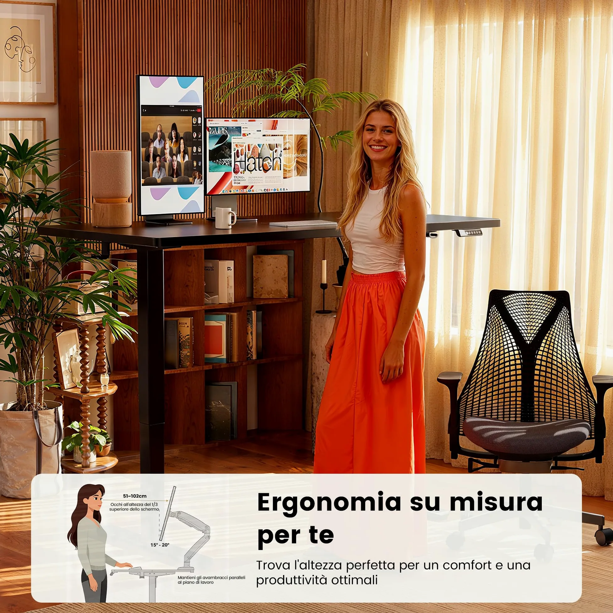 ErGear Scrivania Regolabile in Altezza, Scrivania Regolabile da Stazione in Piedi con Pannello Smart a 4 Memorie e Tavola Splice (160 x 80 cm, Nero)