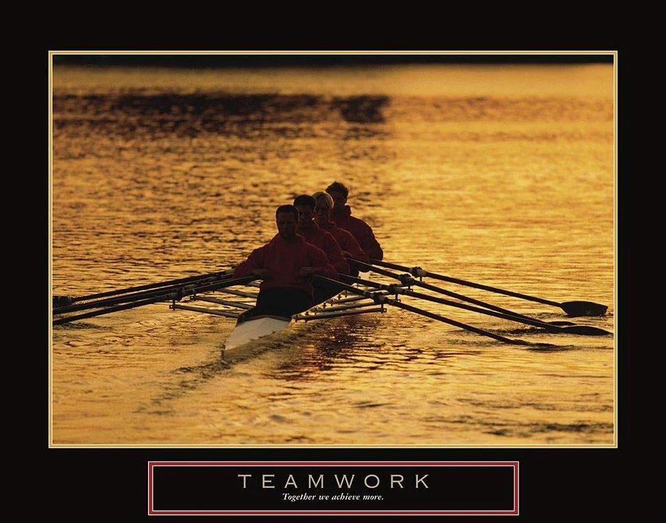 Sentirsi a casa TELA-TELA-Lavoro di squadra-Sculling-Frontline-Giochi-&-Sport-Fine-Art-stampa-incorniciato-su-legno-barre-cm_31x40_in