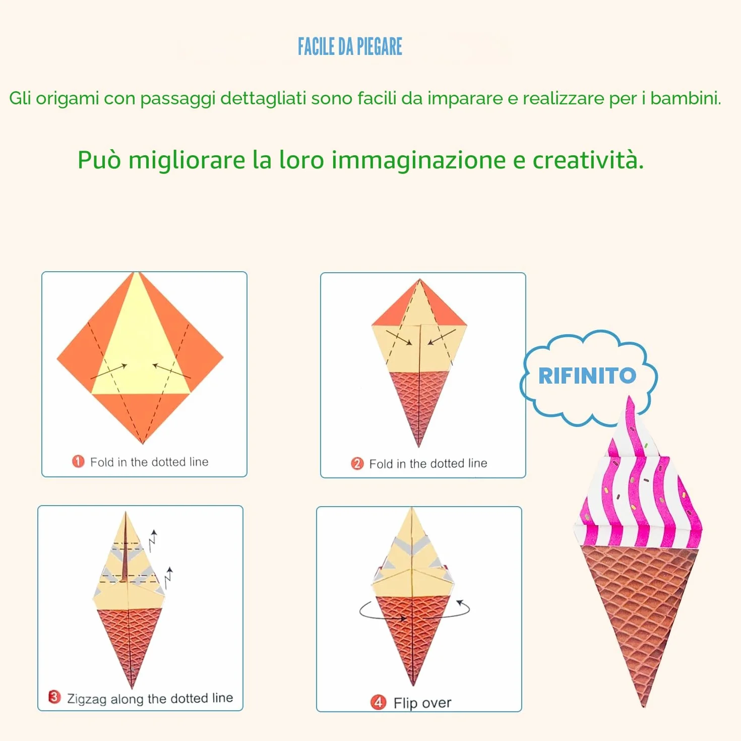 Kit origami 208 fogli 54 motivi 15x15 cm istruzioni libro bambini regalo