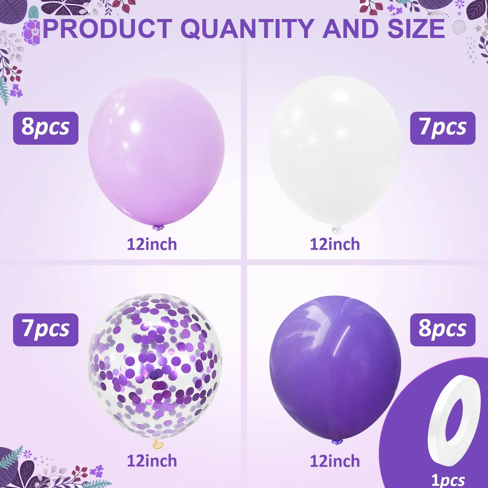 30Pcs Palloncini Viola, 12 Pollici Lilla Confetti Palloncini, Lattice Elio Scuro Lilla e Bianco Palloncini con Compleanno Matrimonio Anniversario Bambini Baby Shower Feste Decorazioni