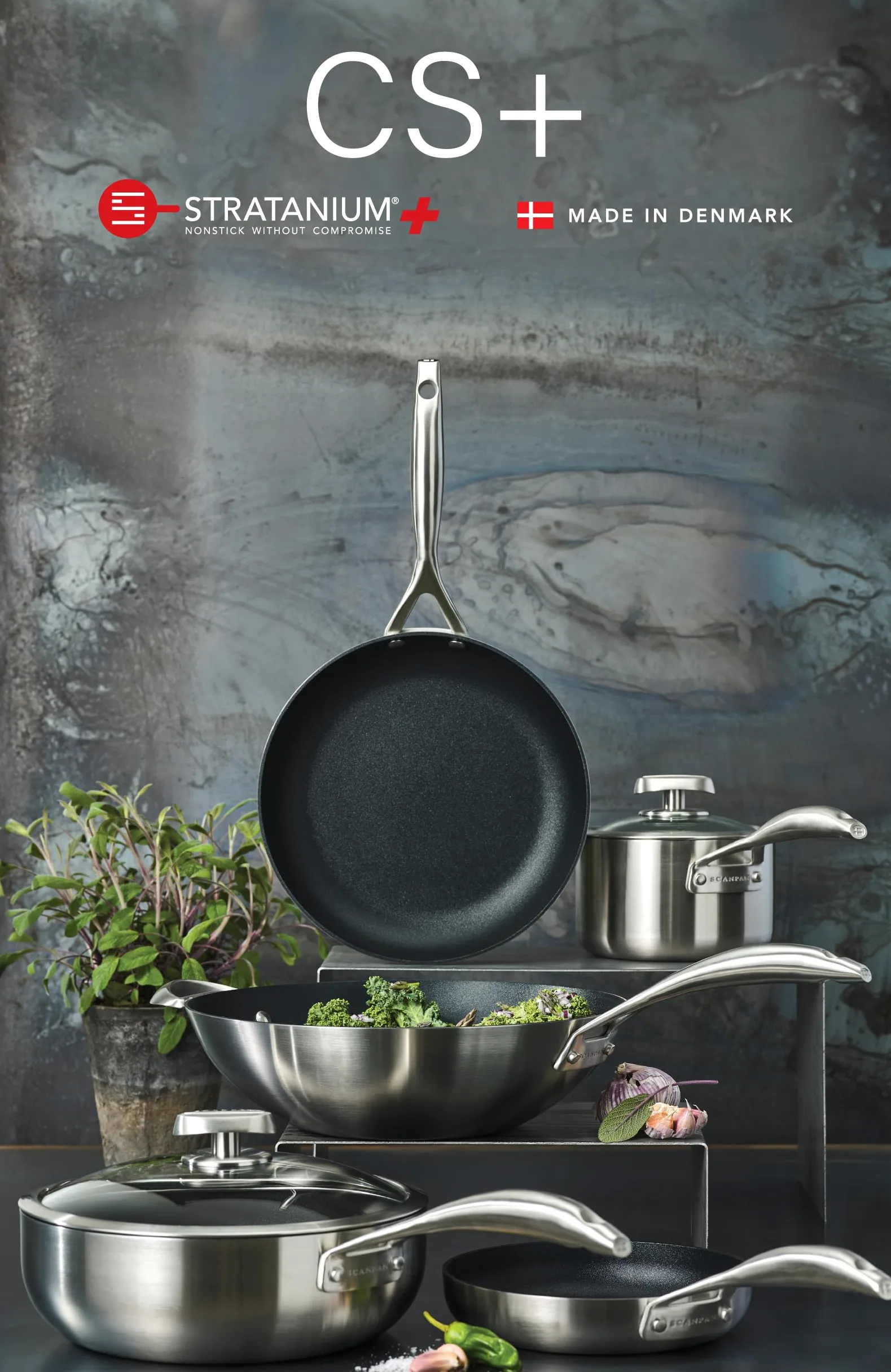 SCANPAN CS+ Padella a 5 strati, adatta a tutti i tipi di fornelli, padella multifunzione a induzione, rivestimento antiaderente Stratanium+, adatta al forno (20 cm)