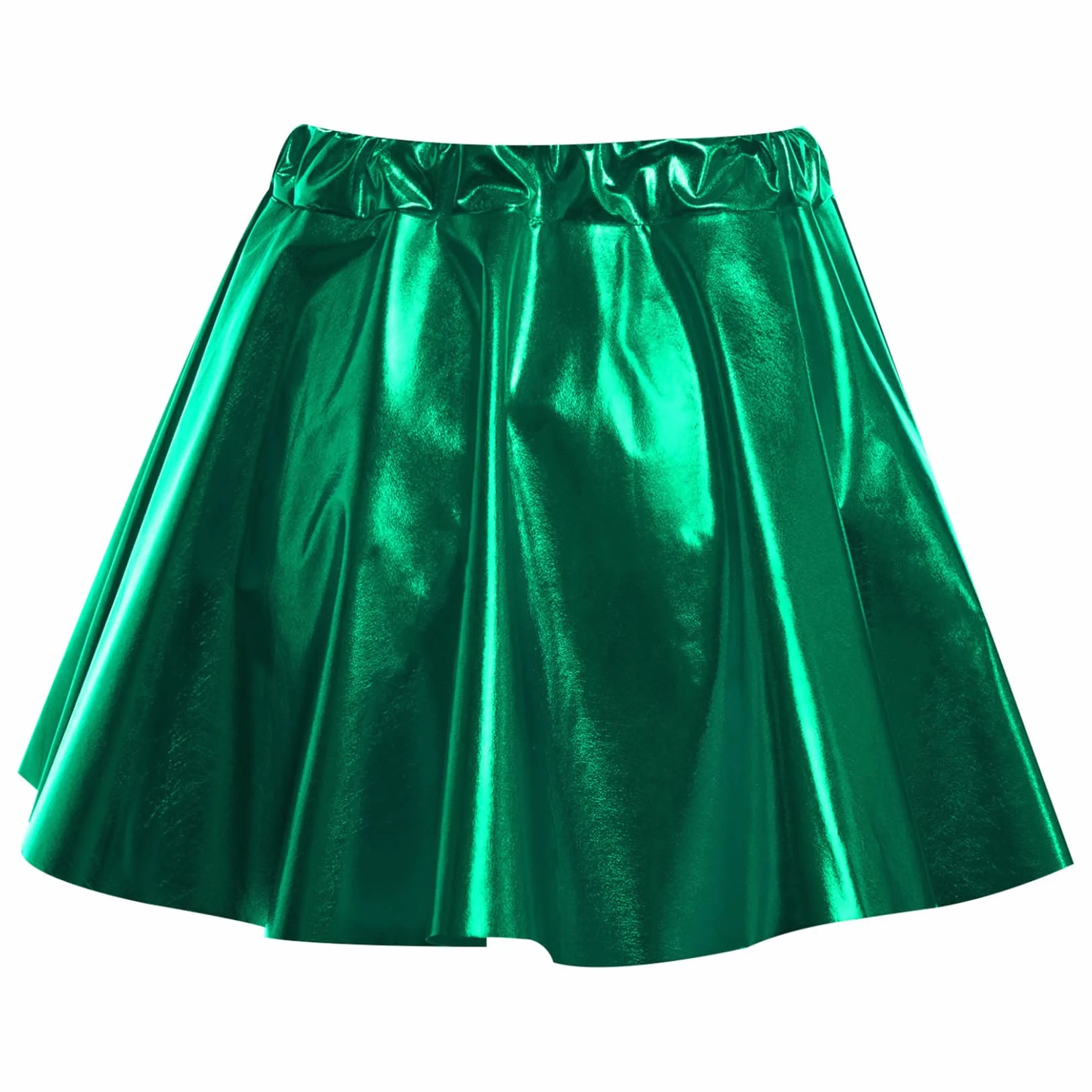 Bambine Ragazze Balletto Danza Gonna Svasata Pieghettata Aline Mini Glossy Metallizzato