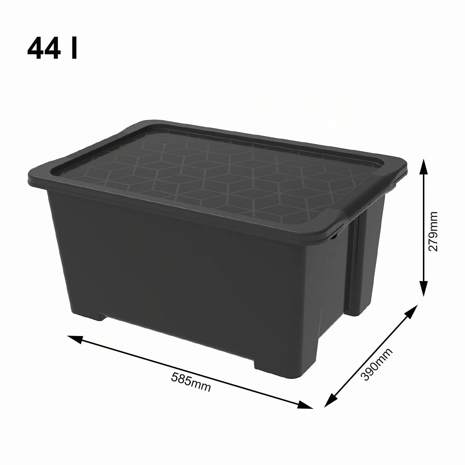 Rotho Evo Easy Scatola portaoggetti con coperchio 44 l Plastica PP riciclato Nero 58,5 x 39,0 x 27,9 cm