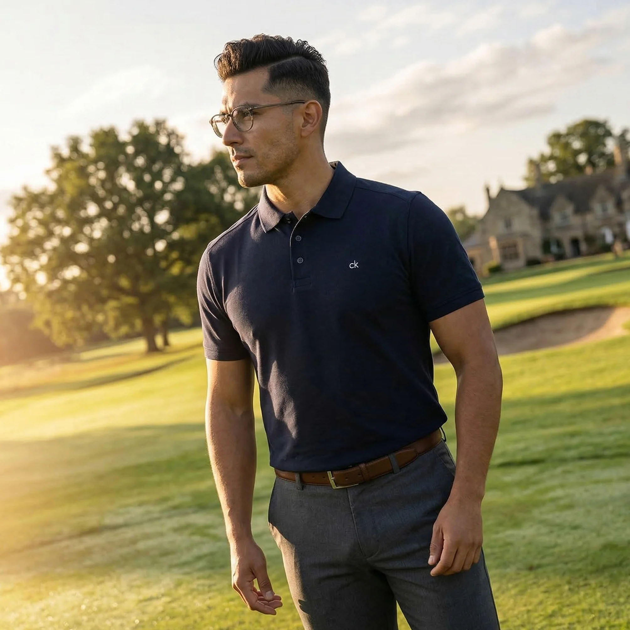 Calvin Klein Polo da Golf da Uomo Campus a 3 Bottoni Colletto a Coste