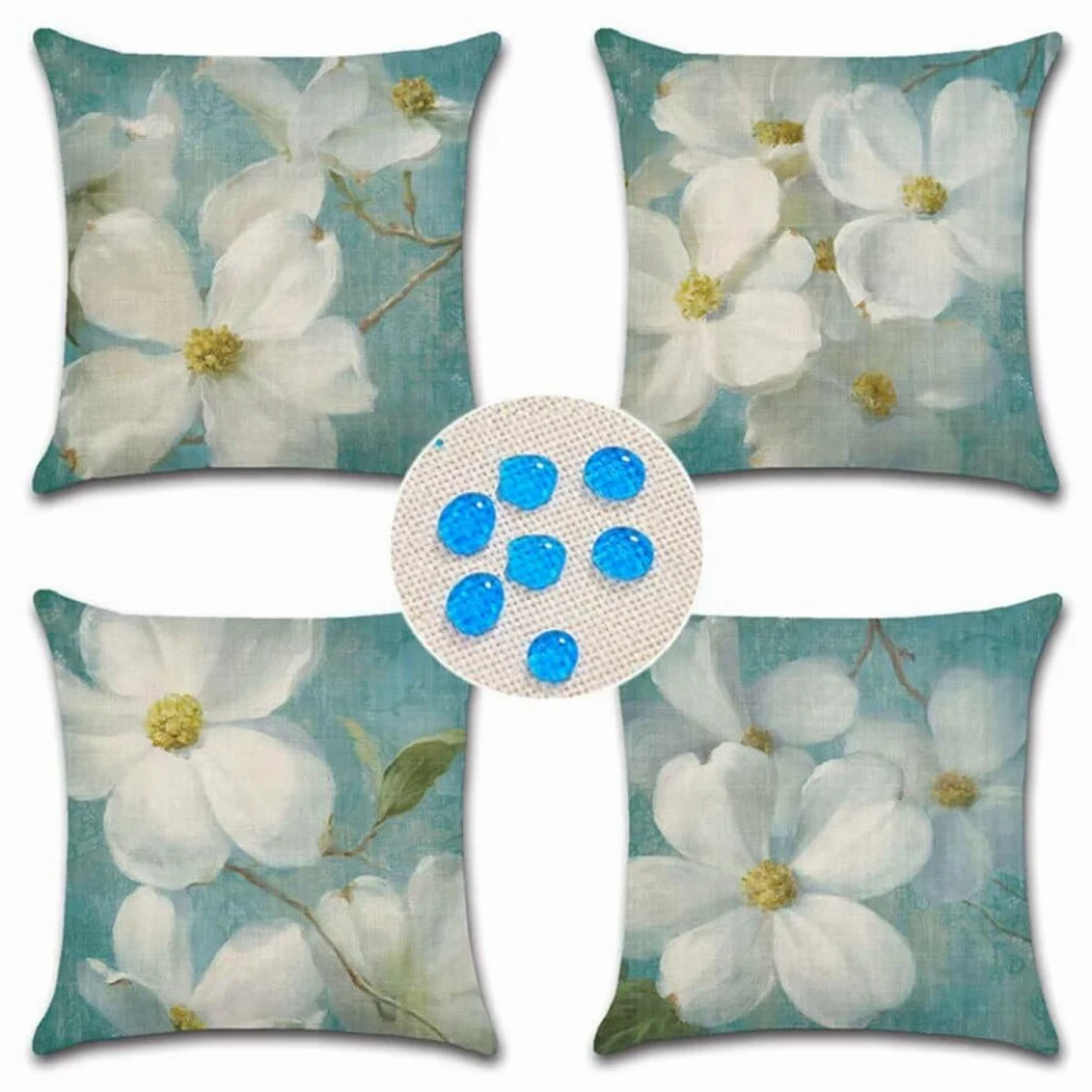 Cuscino per Divano 75x75cm/29x29in 4 Pack Fodere per Cuscini Impermeabili Fiori Fodera per Cuscino Decorativo Copricuscini in Lino per Divano Casa Esterni Interni Fodere Cuscino Esterno ZC-245