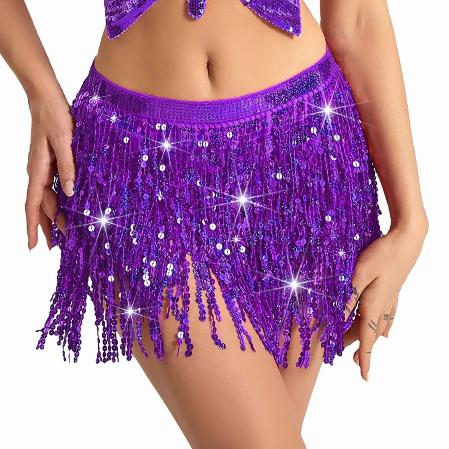 Baisdan Gonna con Paillettes Nappe, Gonna Danza del Ventre per Festival Club Rstate Spiaggia Mini Gonne