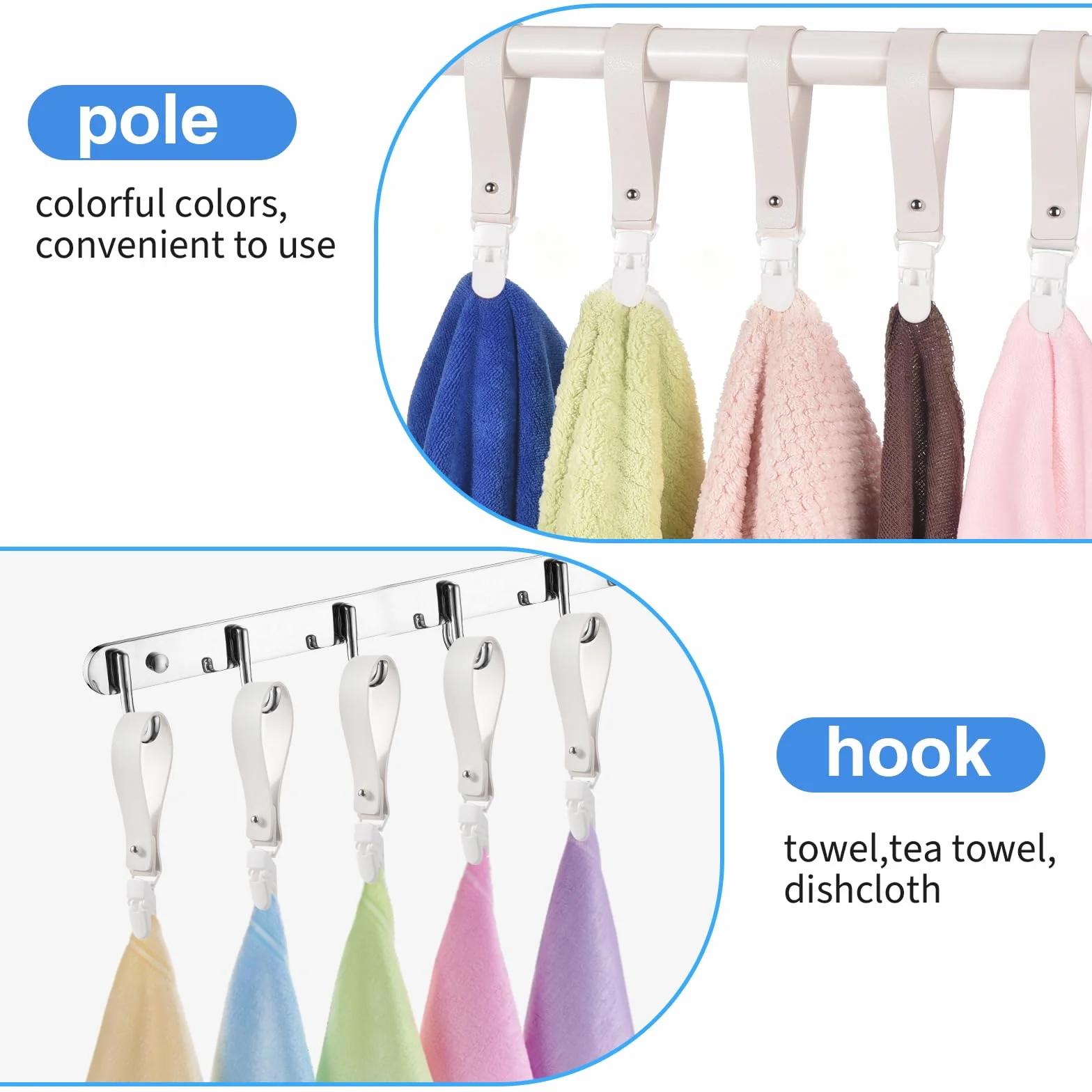 6 pezzi Porta Strofinacci Cucina, Ganci Asciugamani, Pinze Mare, Clip Teloni