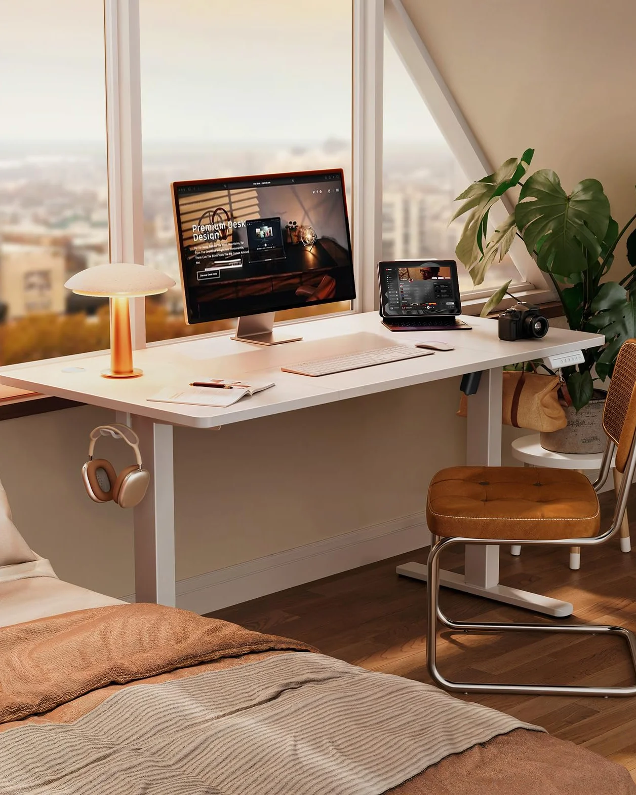 ErGear Scrivania Regolabile in Altezza per Ufficio e Computer 140 x 70 cm, Con Pannello Intelligente a 4 Memorie e Piano Assemblato