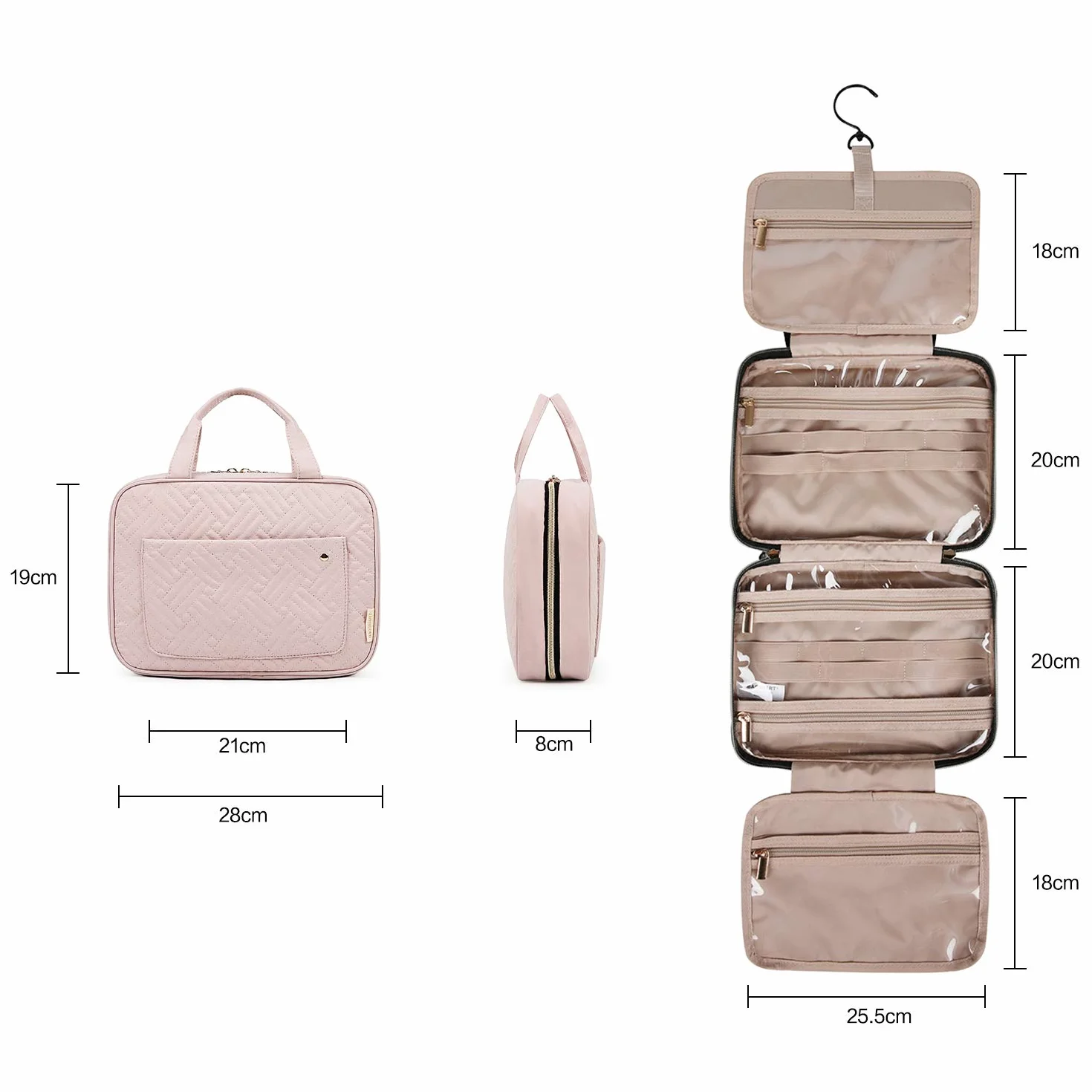 BAGSMART Borsa da Toilette Impermeabile per Donna Pochette Trucchi Appendere