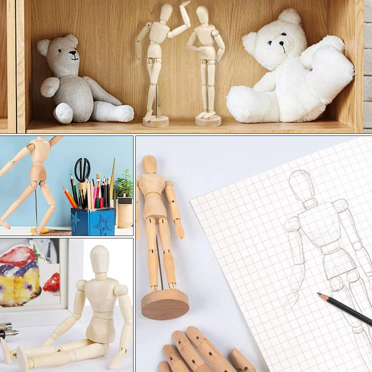 Manichino Disegno Snodabile in Legno 30 cm con Giunti Flessibile per Artisti