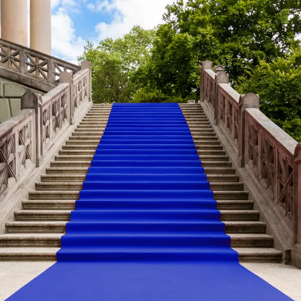 OLIVO.shop | ROTOLO PASSATOIA Blu su misura effetto moquette per matrimoni ed eventi con fondo antiscivolo, tappeto nuziale matrimonio, tappeto allestimenti per feste ROPAS (2x30 mt)