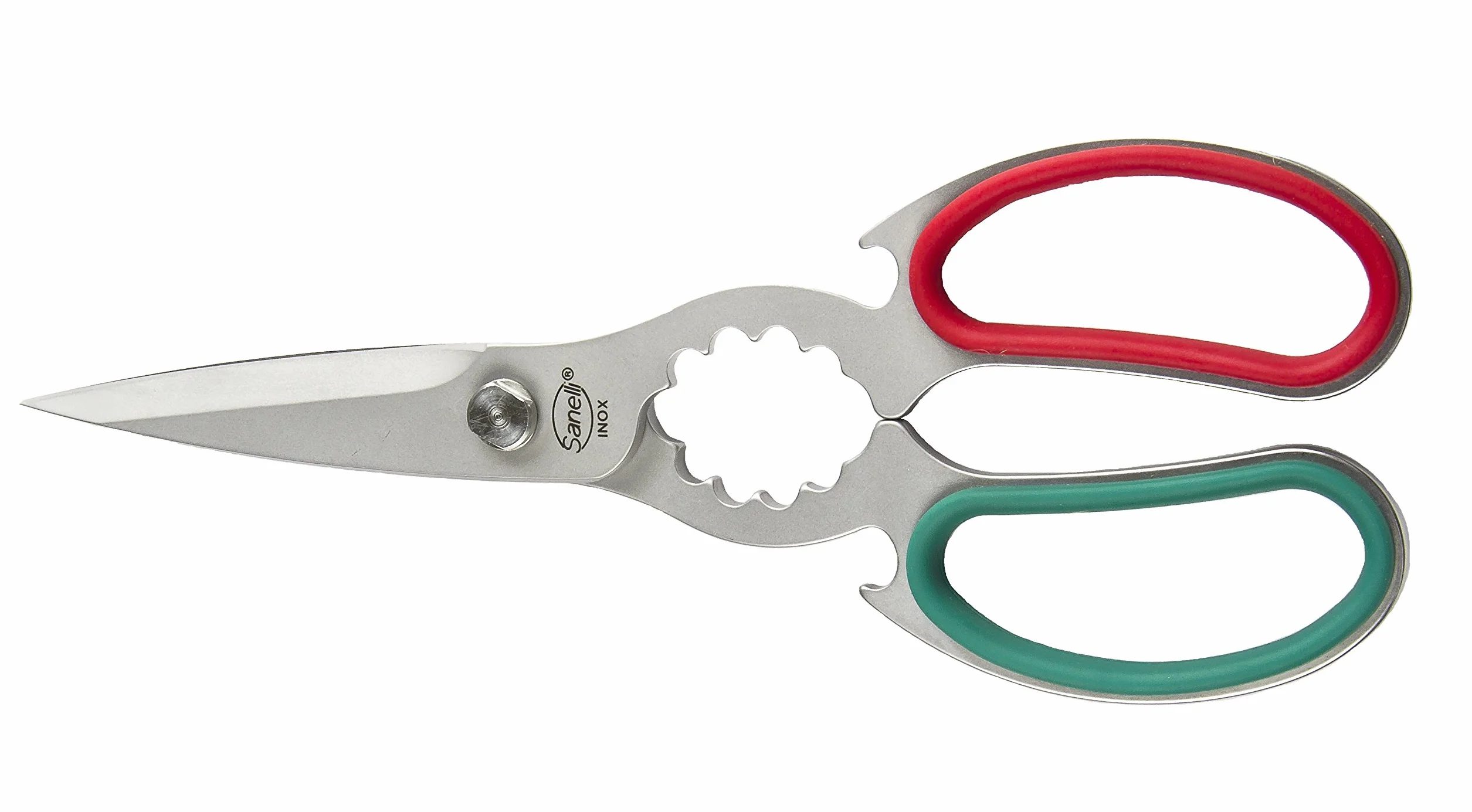 Sanelli Premana Professional Forbice Cucina, Acciaio Inossidabile, Verde/Rosso, 21 x 1 x 7.5 cm