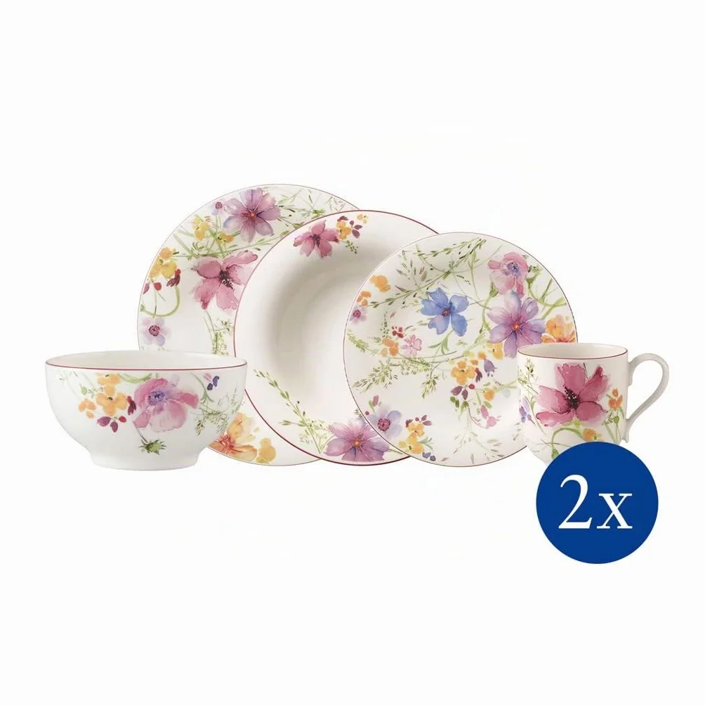 Villeroy & Boch – Mariefleur Starter Set 10 Pezzi Variopinto, Lavabile in Lavastoviglie, Adatto per Microonde, Piatti Servizio Fiori, Piatti Eleganti, Set Di Stoviglie, Porcellana Premium