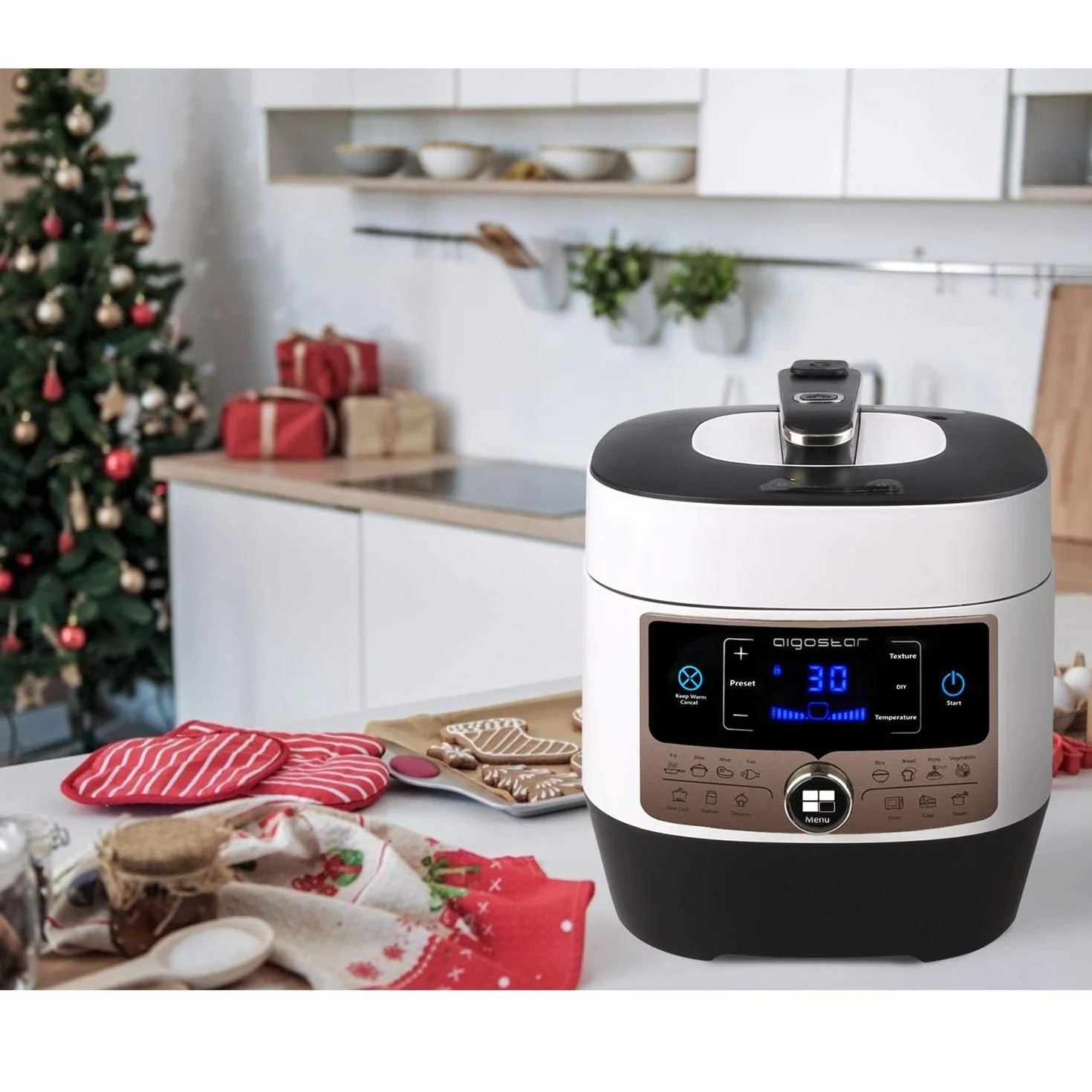 Aigostar Panda Pentola a Pressione Multifunzione 5,5 litri 1000 W 14 Funzioni