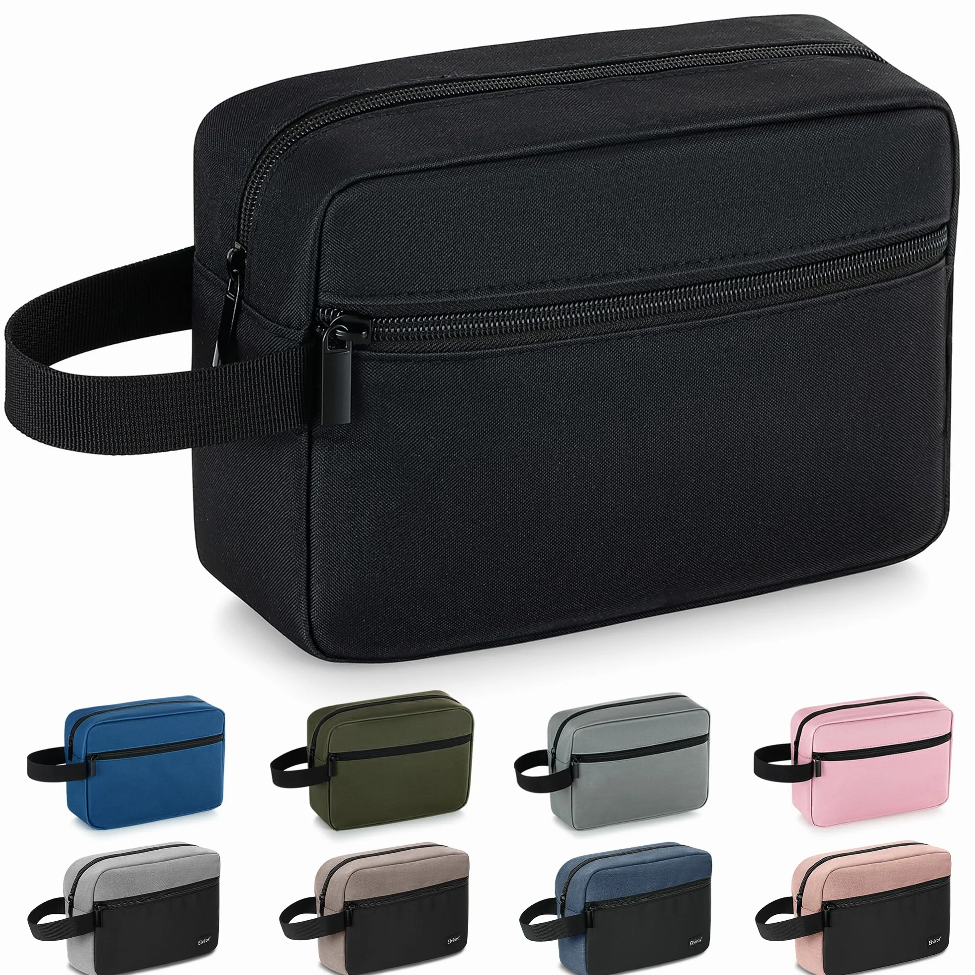 Borsa da toilette da viaggio uomo impermeabile con scomparto rasatura maniglia organizer cosmetici palestra doccia bagno Nero