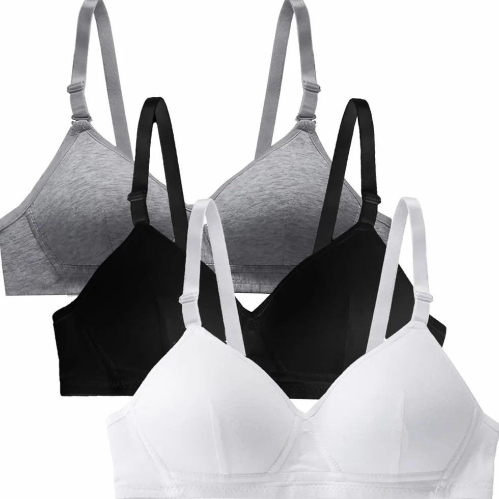 Reggiseni Sportivi in Cotone Traspirante per Ragazze 12-18 Anni Pacco a 3 Coppa AB