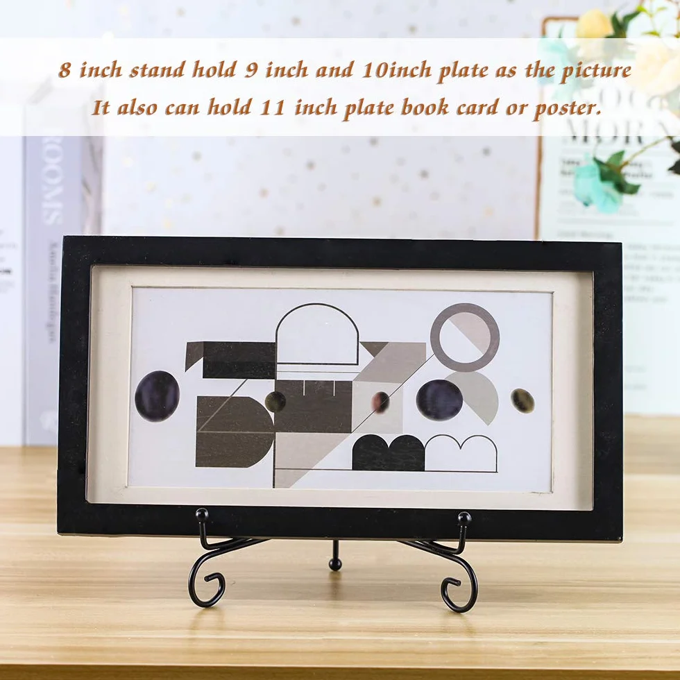 Supporto espositore in ferro per foto, cavalletto in ferro nero, espositore per cornici, libri di cucina, piatti decorativi, tablet e arte, 20 cm (confezione da 4)