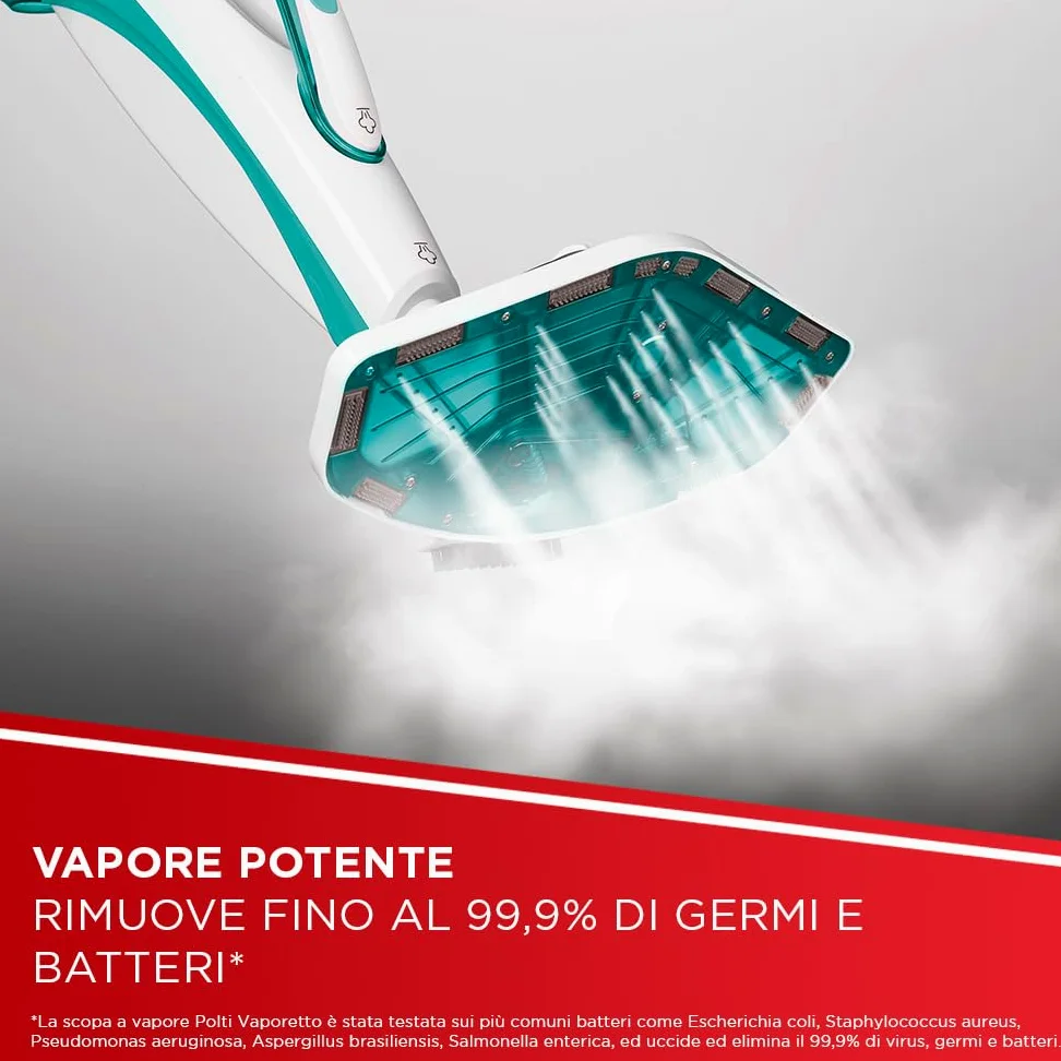 Polti Vaporetto SV450 Double, Scopa Vapore 2 in 1 con Pulitore Portatile, Potenza Max 1500 W, 13 Accessori Inclusi, Serbatoio Estraibile da 0,3 L, Azzurro e Bianco