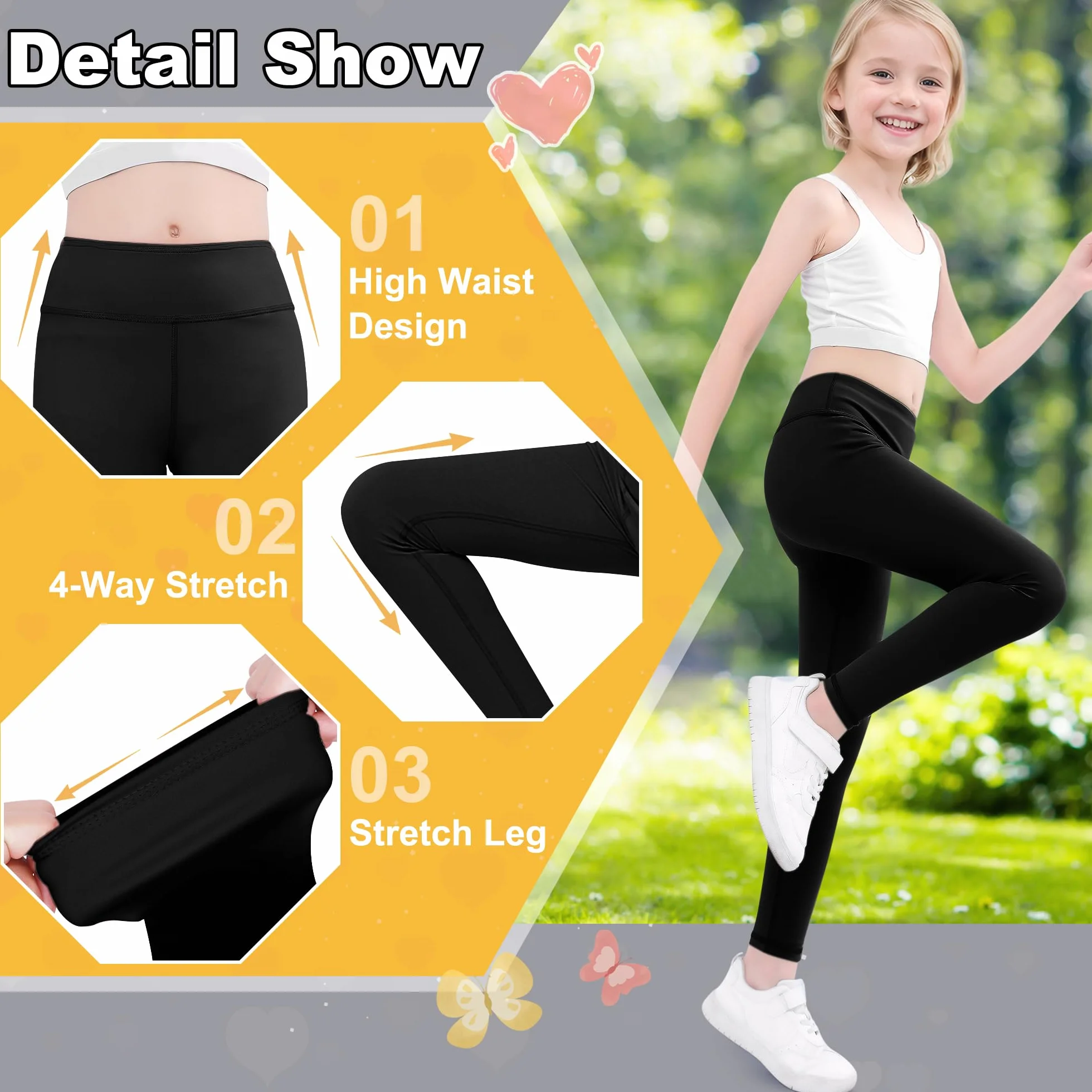 Leggings Bambina Ragazze Elasticizzati Pantaloni Larghi Yoga Legging Sport Vita Alta Pants Multicolore Casual Scuola Primavera Autunno Jogging Abbigliamento per Adolescenti 5-11 Anni