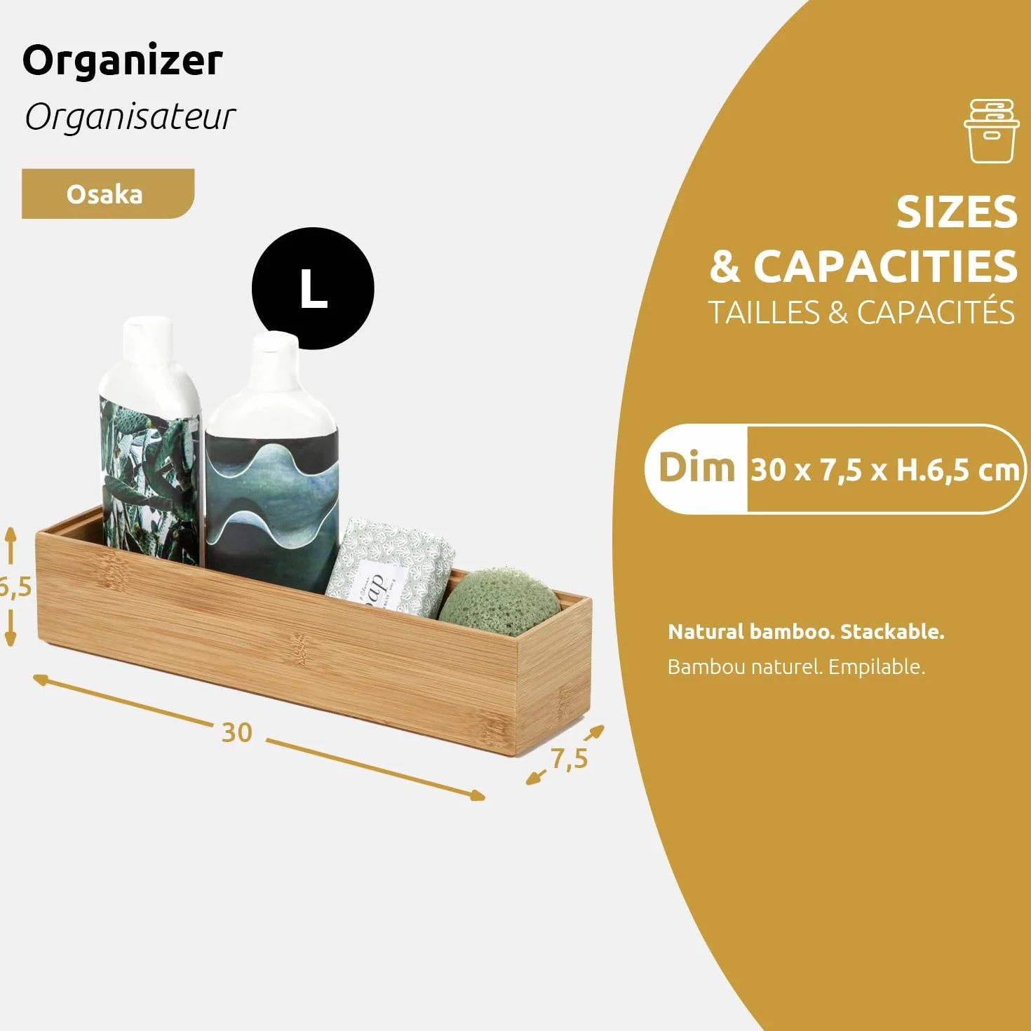 Compactor OSAKA Organizer NATURE L Organizer in Bambù Naturale