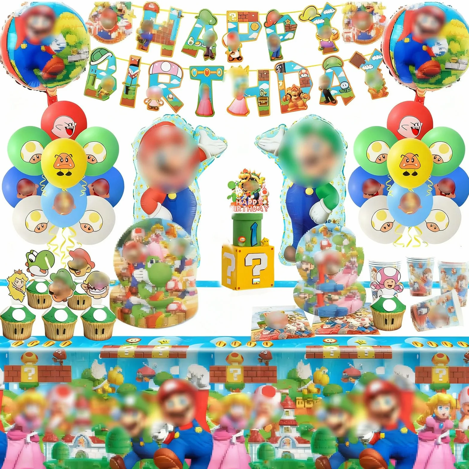 Set di Stoviglie per Compleanno Mari: 120 Pezzi Piatti Tovaglie Tovaglioli Palloncini