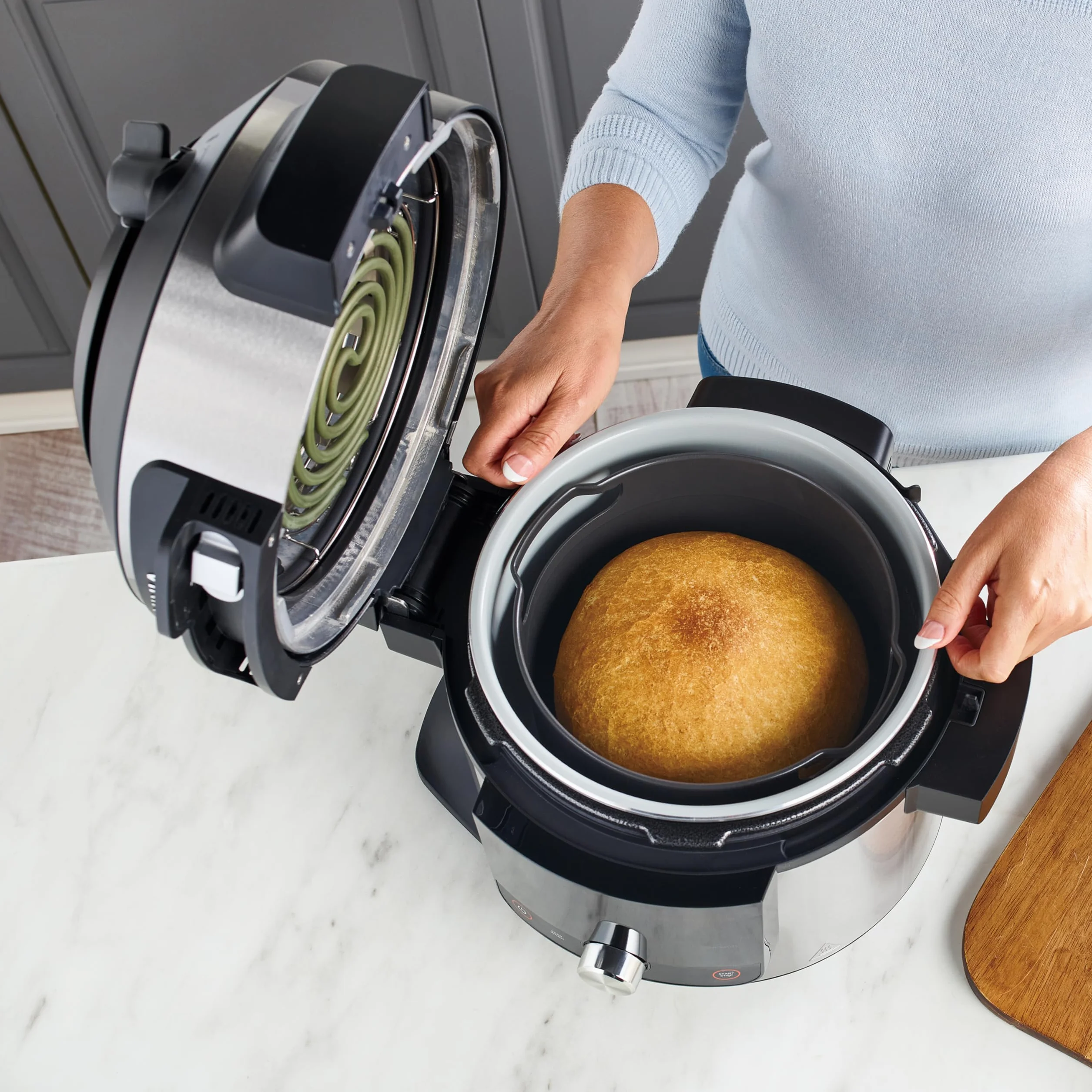 Ninja Foodi MAX Multicooker 7.5L OL750EU - SmartLid, Sonda Digitale, 14 Funzioni, Pentola a Pressione, Friggitrice ad Aria, Acciaio