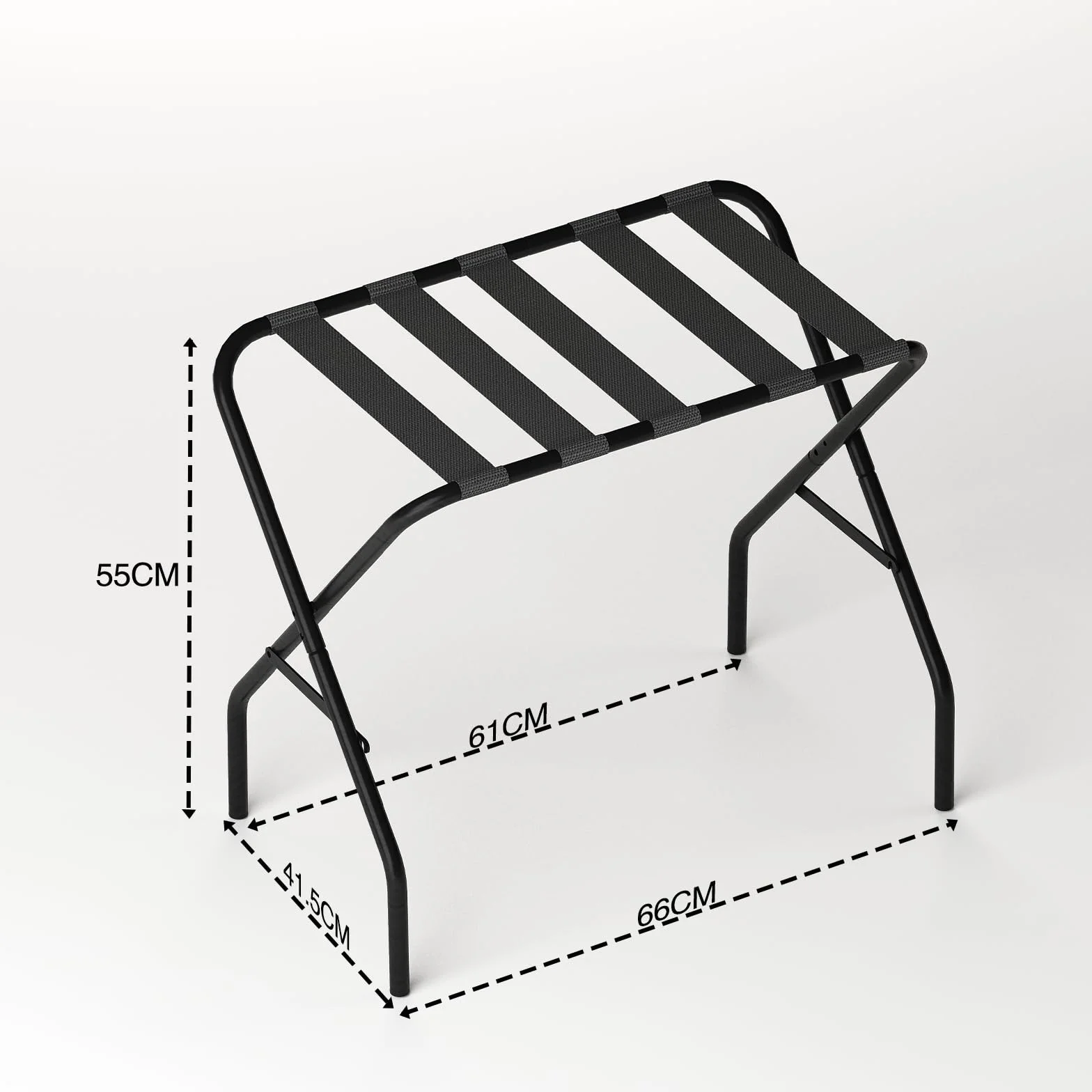Portavaligie Pieghevole in Ferro 2 Pezzi 64x38x56 cm Nero per Hotel e Viaggi