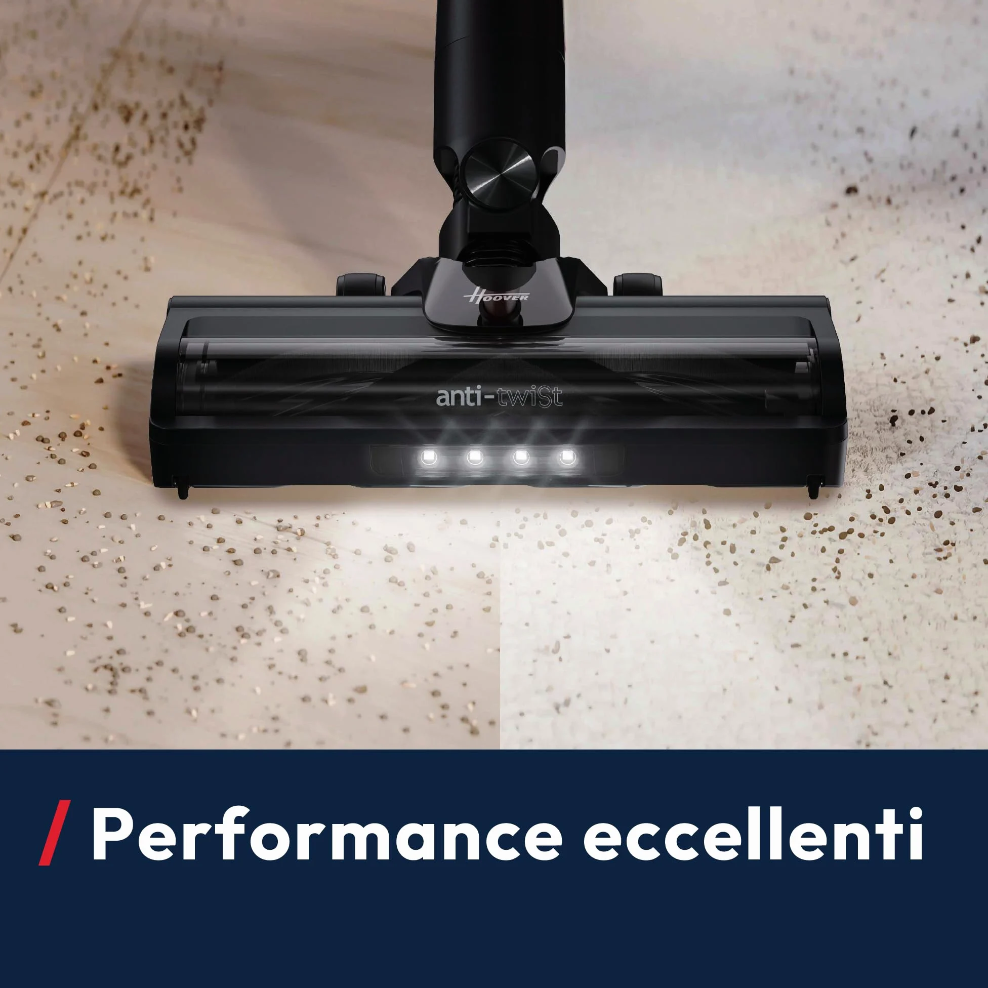 Hoover HF1 Plus Scopa Elettrica Senza Fili con Modalità Turbo, Spazzola All Floor con Tecnologia Anti-Twist, Autonomia 45 Minuti, Quick Park&Go, Luci LED [HF1PZ10H]