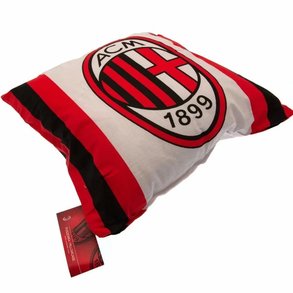 A.C. Milan Poduszka z bawełny 40x40 cm Biała Czerwona Czarna