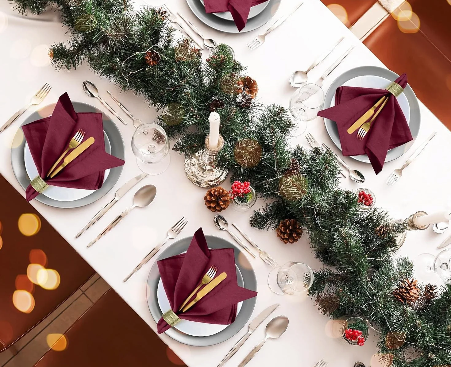 Tovaglioli di Stoffa, Set da 24 tovaglioli di Cotone Lavabili - 45 x 45 cm - per Feste, Compleanni, Bar, ristoranti, cucine, Decorazioni per la tavola, Matrimoni e Uso Quotidiano -