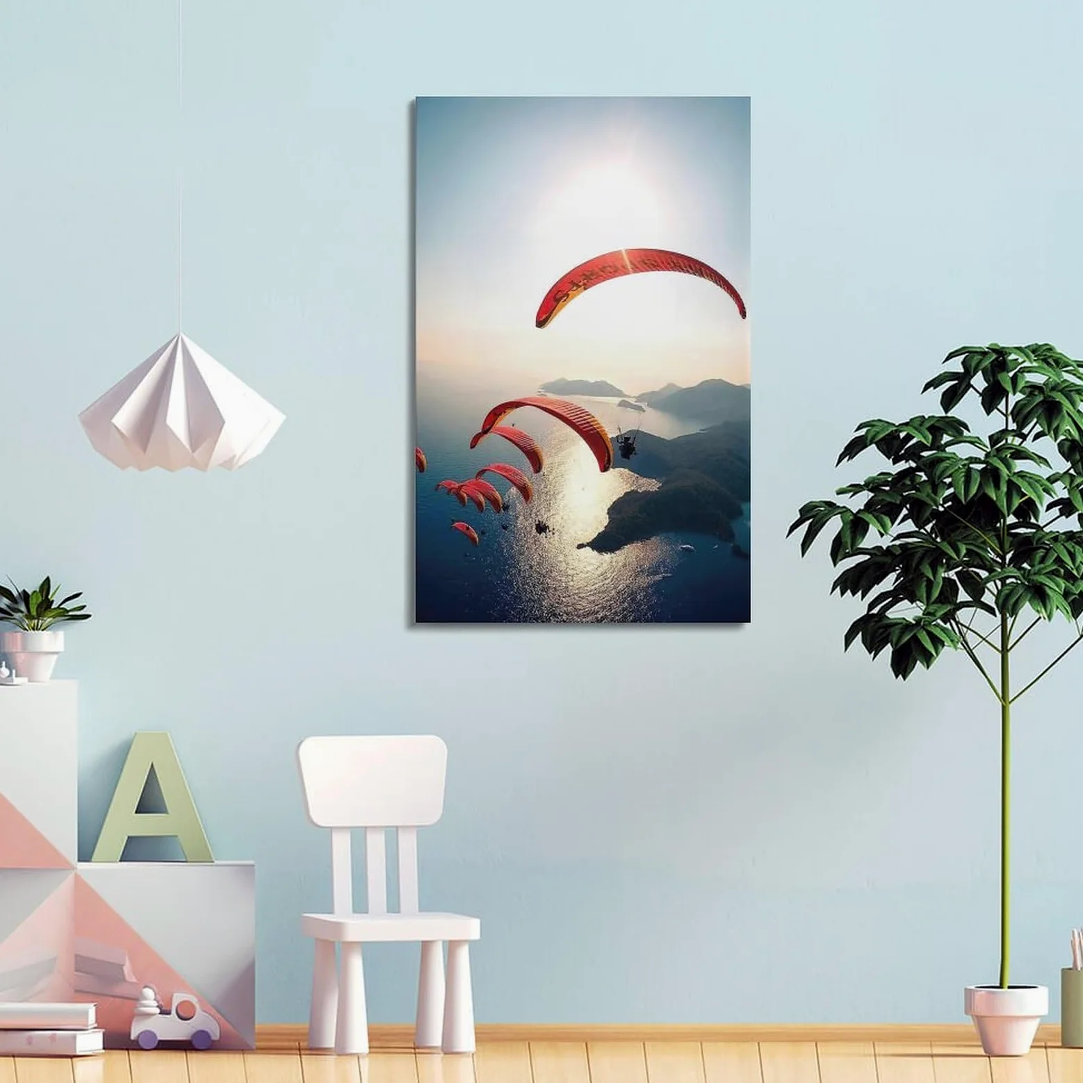 YCGYMX Poster sportivo su tela, motivo: foto aerea della squadra in parapendio, poster decorativo da parete e stampa artistica moderna, poster decorativo per la camera da letto (50 x 75 cm)