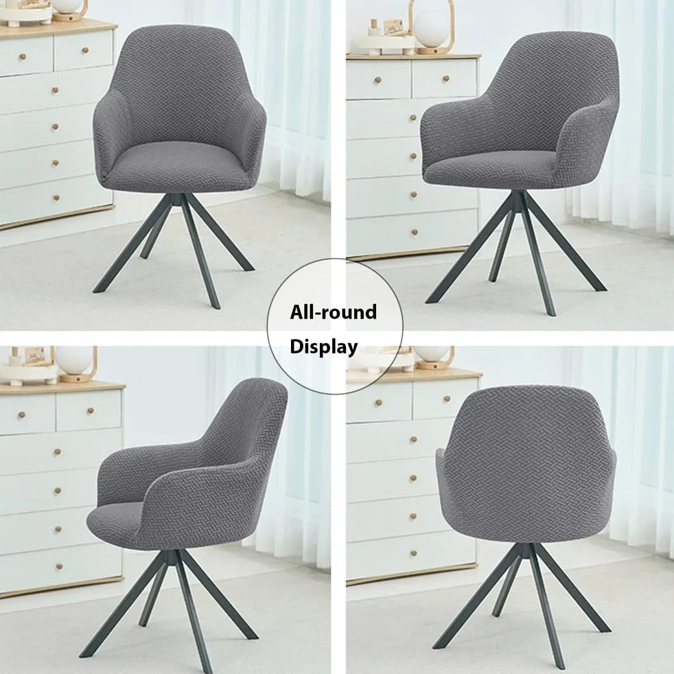 Set di 4 coprisedia elastici per sedia da pranzo con braccioli, protezione elastica per poltrona girevole da ufficio e scrivania, adatta per soggiorno, camera da letto e toeletta grigio scuro