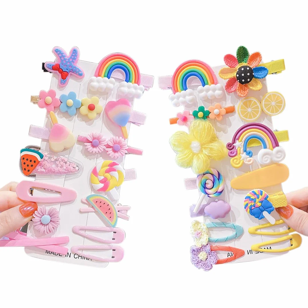 28 Pezzi Mollette per Capelli Bambina Accessori Colorati Clips Arcobaleno