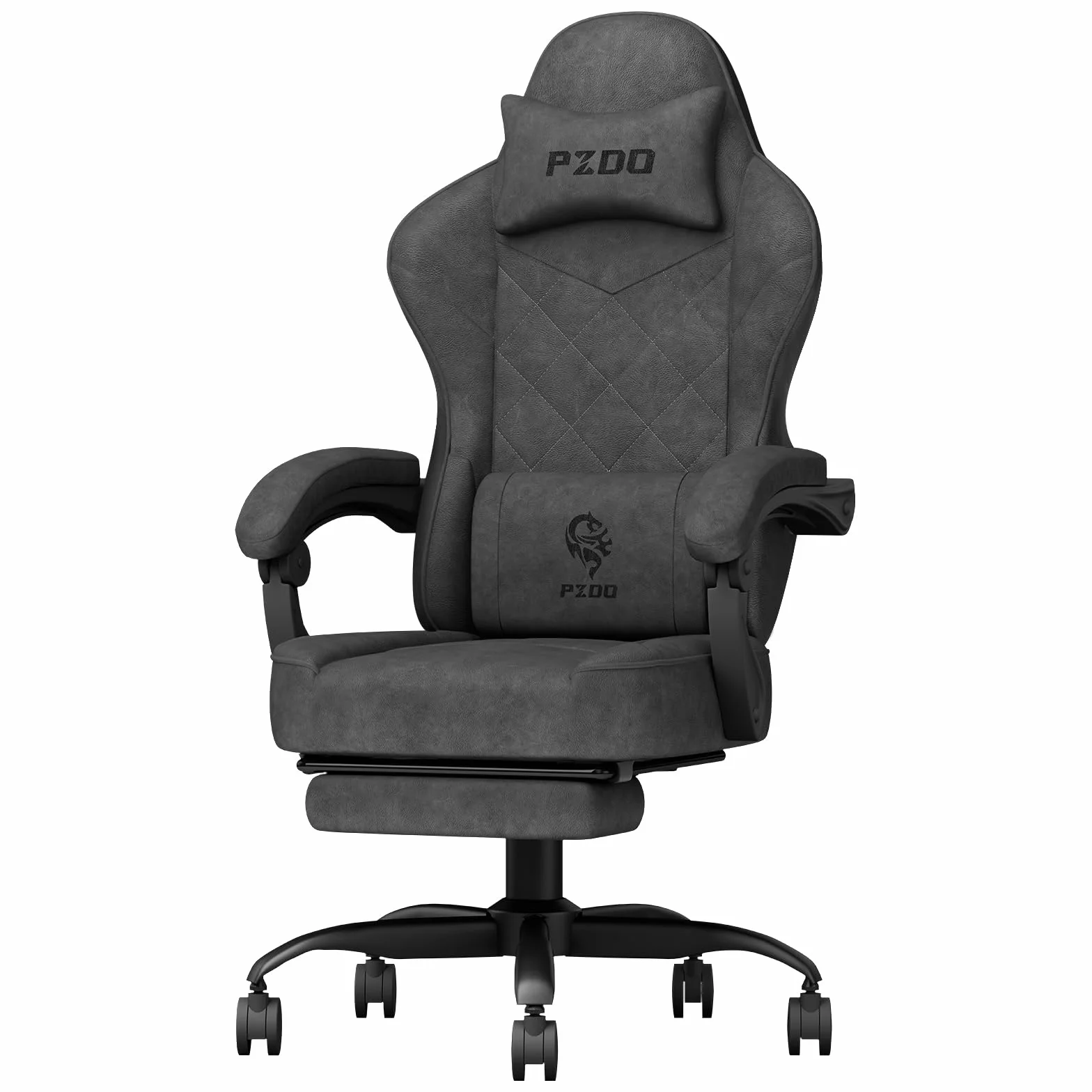 PZDO Sedia Gaming Ergonomica Sedia da Ufficio con Tessuto High-Tech, Poltrona Gamings con Poggiapiedi,PC Sedie Computer Gaming Chair Poggiatesta, Adulti, Adolescenti, regalo, 150 kg(Nero)