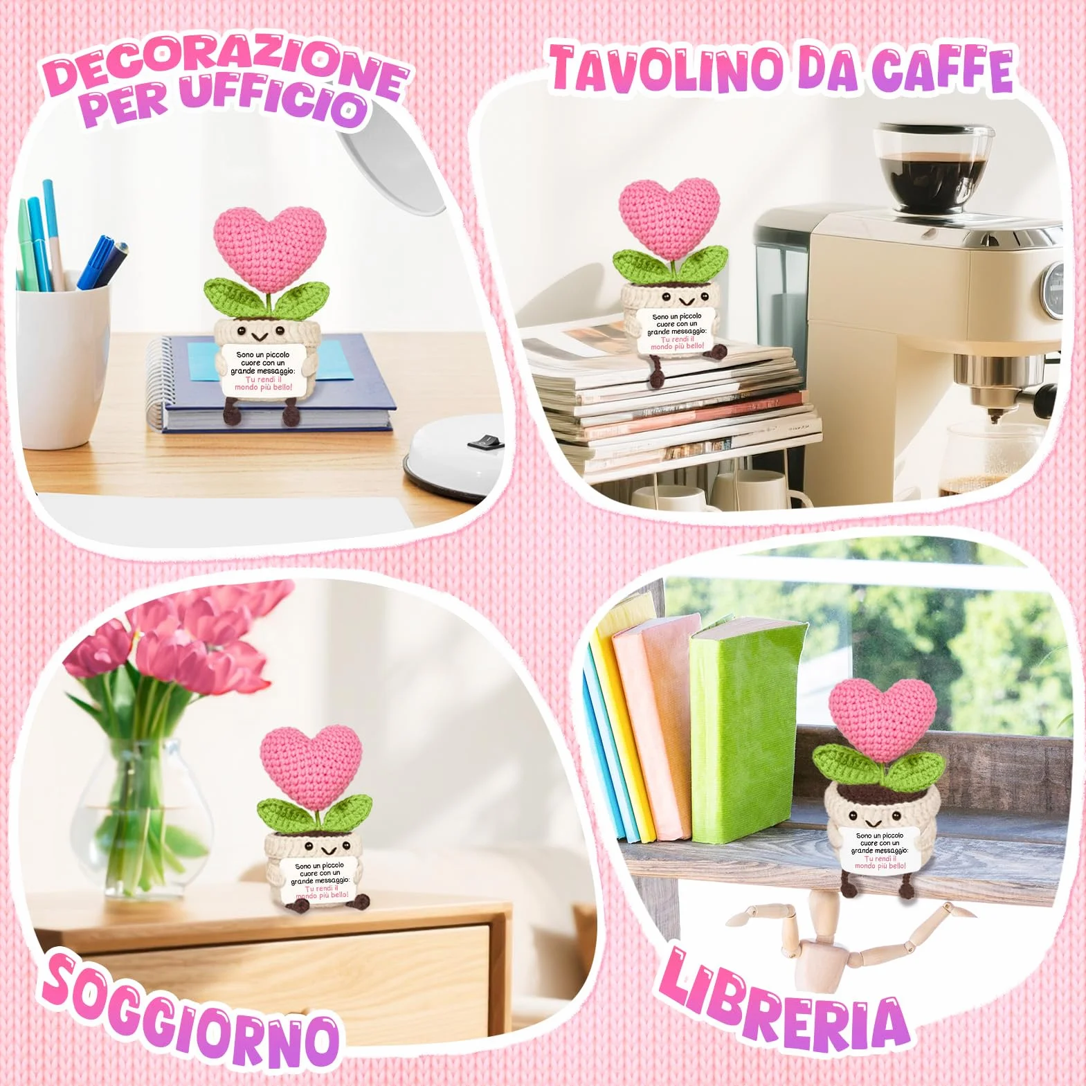 Regalo Donna, Regalo Amica Compleanno - Cuore all’Uncinetto di Supporto Emotivo, Regali Donna Compleanno, per Natale, Regali per Collega, Migliore Amica, Fidanzata, Sorella, Mamma
