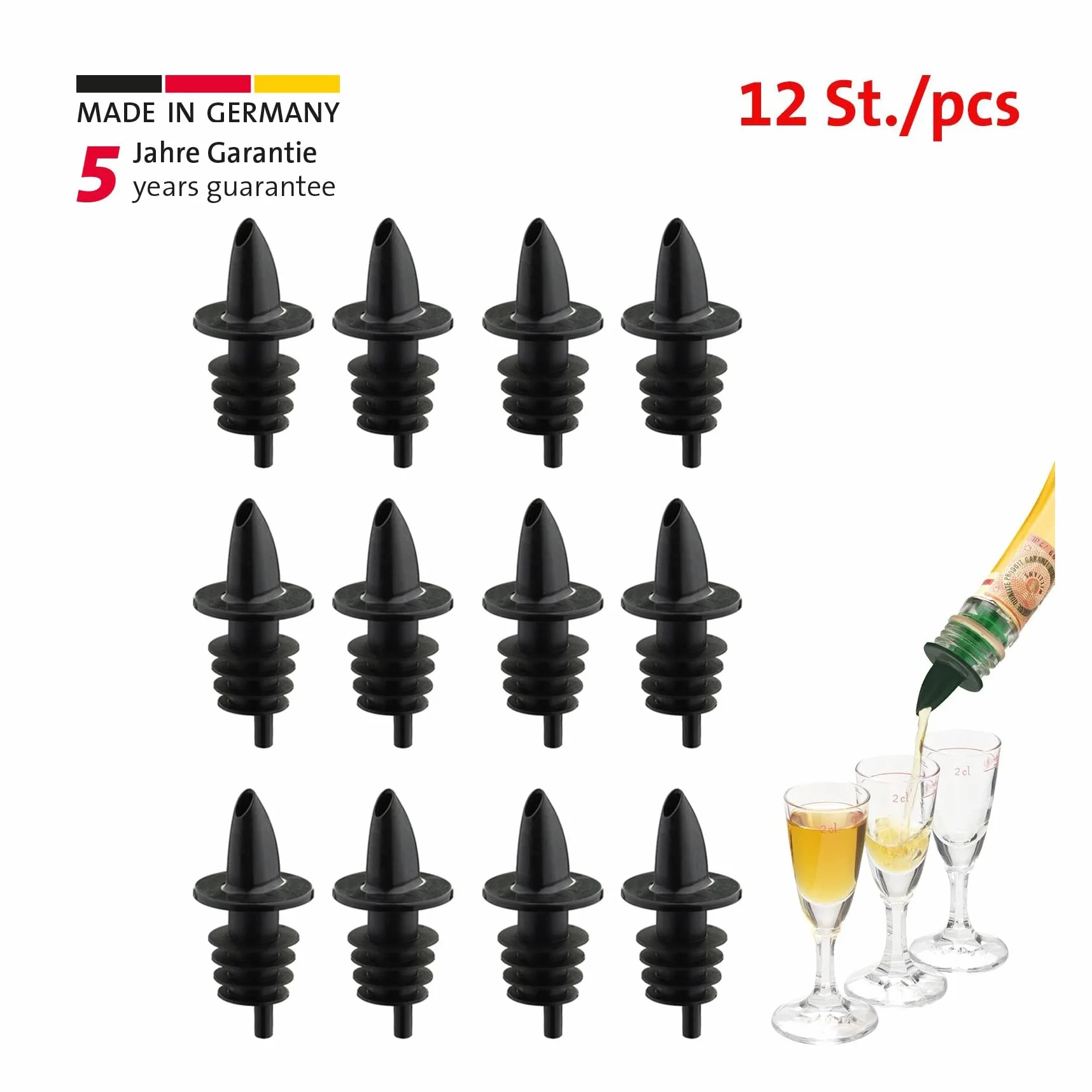 Westmark Tappo Dosatore per Bottiglie Jet-Pour Nero 12 Pezzi