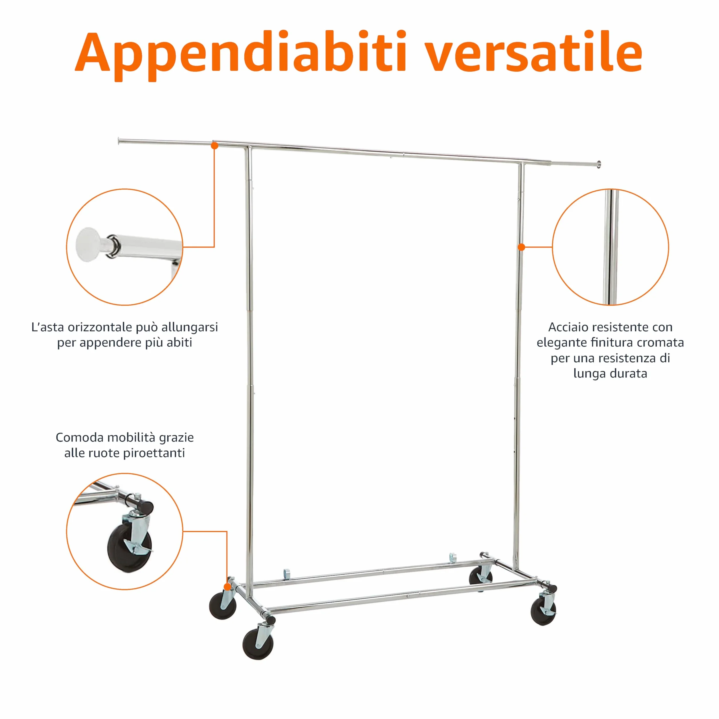 Amazon Basics Stand appendiabiti, Cromato