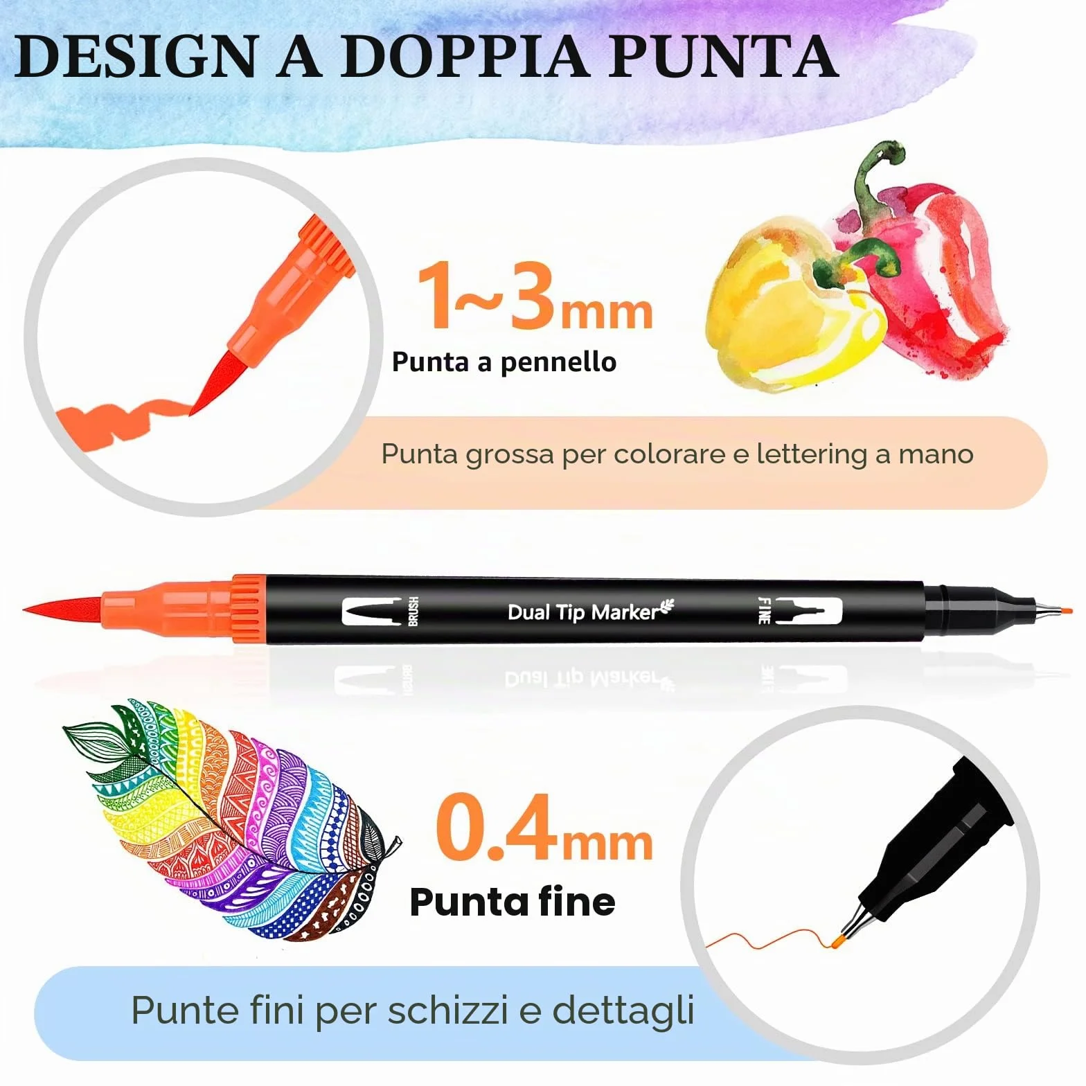 Pennarelli lettering 120 colori, punte pennello e doppia sottile, kit acquerellabili professionali