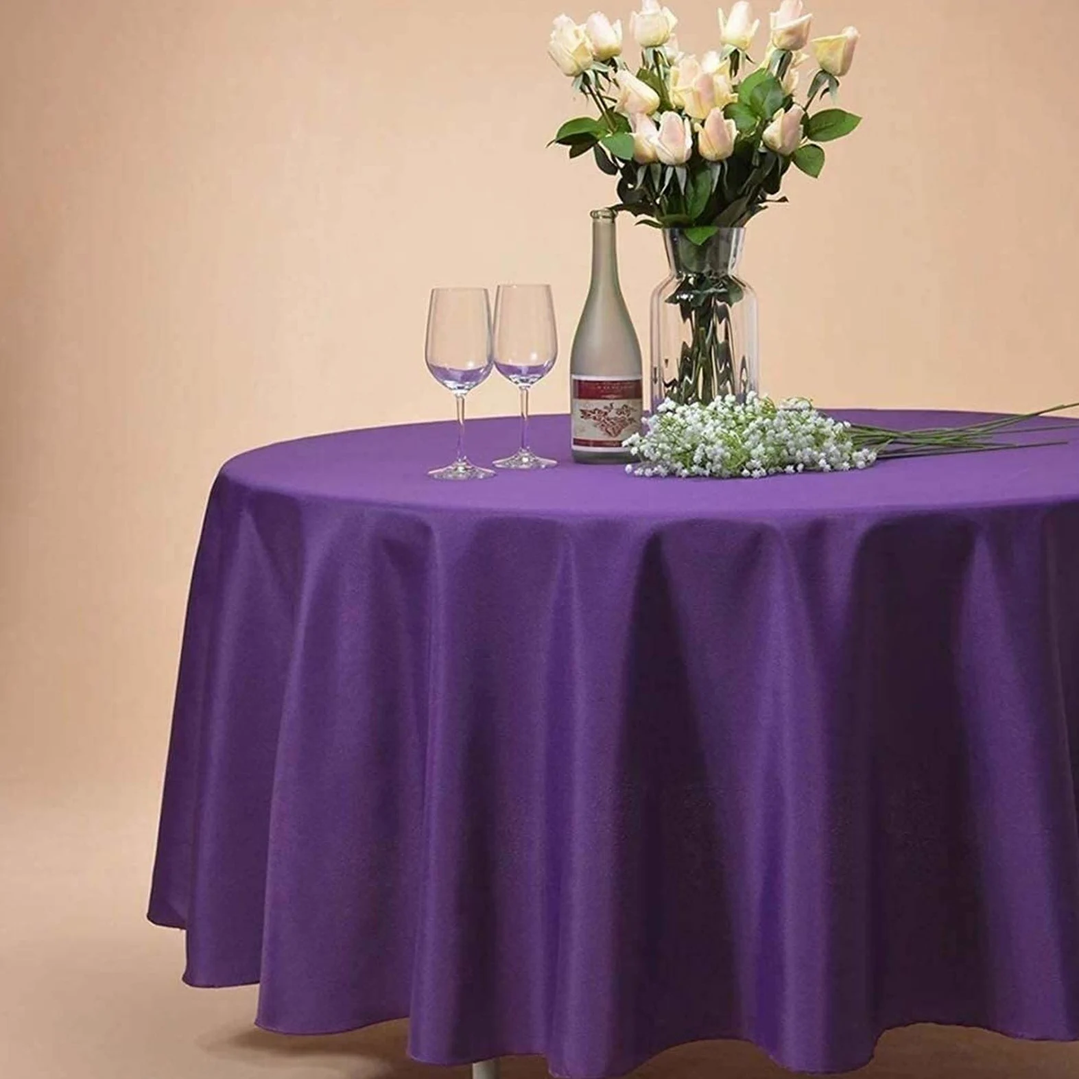 Tovaglie Fatte a Mano Tovaglia in Poliestere Solido Rotondo Semplice Tovaglia Rotonda Moderna Tovaglia per Ristorante di Nozze (Color : F, Size : 335CM)