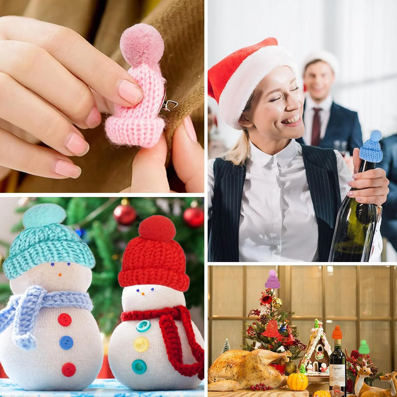 20 accessori per vermi preoccupanti, mini cappelli natalizi a forma di gnomo, graziosi cappelli fatti a mano, accessori per cuccioli portafortuna, cappelli per fai da te, decorazioni per la casa