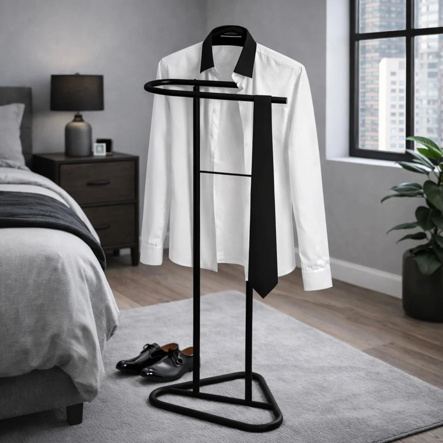 Appendiabiti da Terra in Metallo Nero 43,5 x 36 x 110,5 cm Stand Vestiti