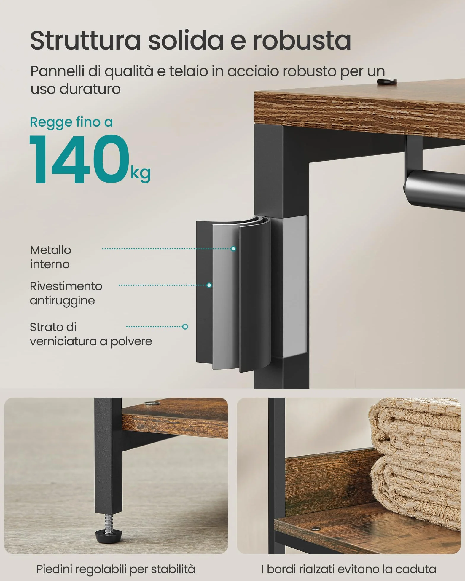 SONGMICS Armadio Aperto con Aste e Ripiani, 98 x 40 x 181 cm, Marrone Vintage RGR024B01