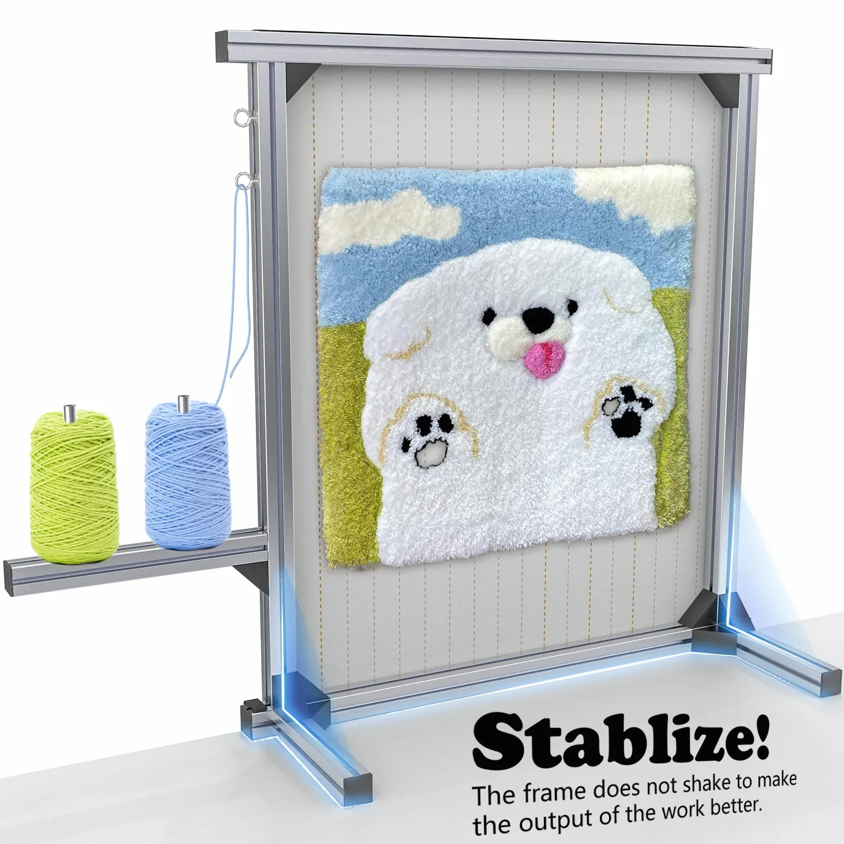 NODOCA Telai Tufting 90 cm, set di tappezzeria per moquette, telaio in alluminio e metallo per la produzione di tappeti, supporto in tessuto per tufting