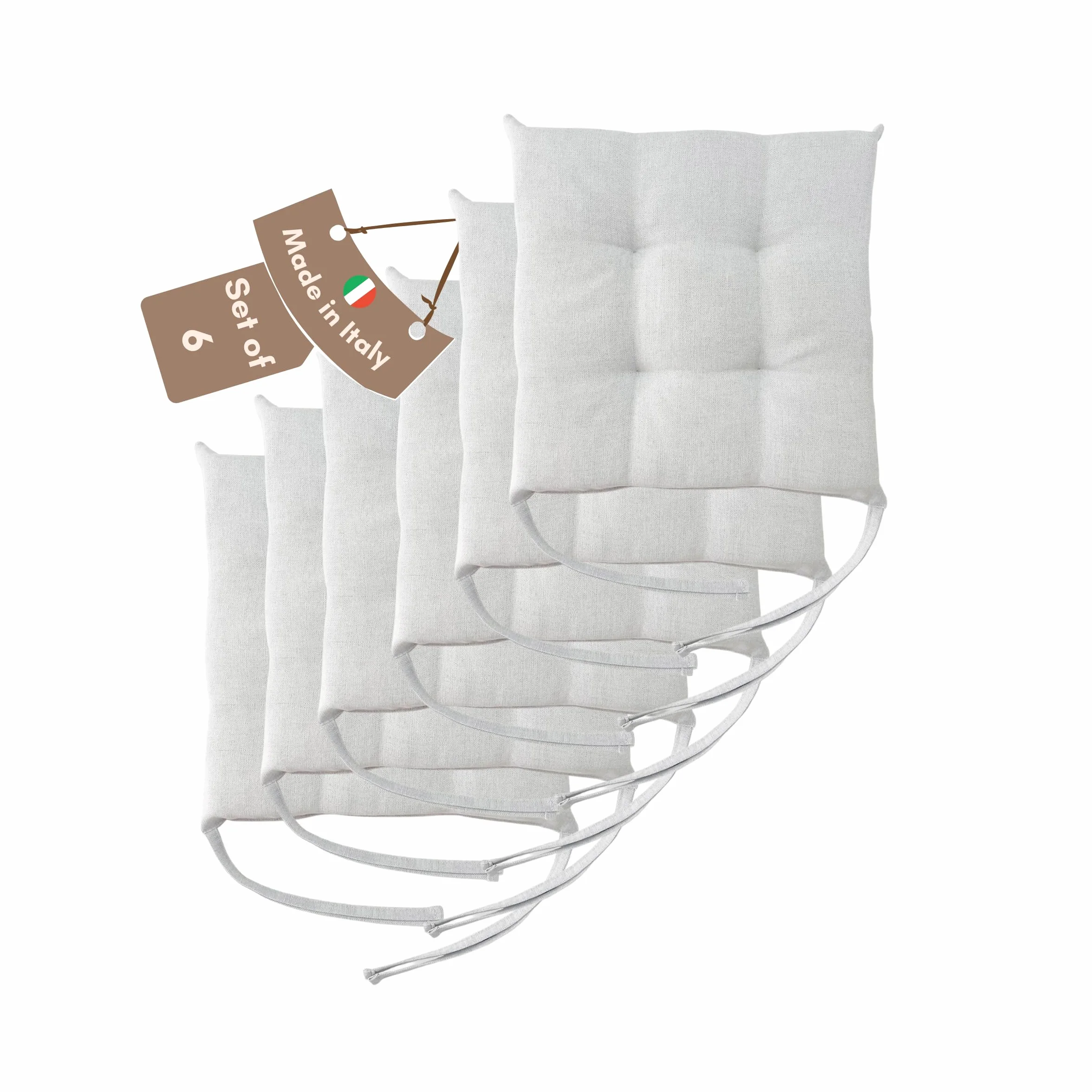 Il Tuo Artigiano Design Set 6 Poduszek do Krzeseł Kuchennych 40x40 cm Spessore 6 cm Imbottiture Spugna Acrilico Naturale