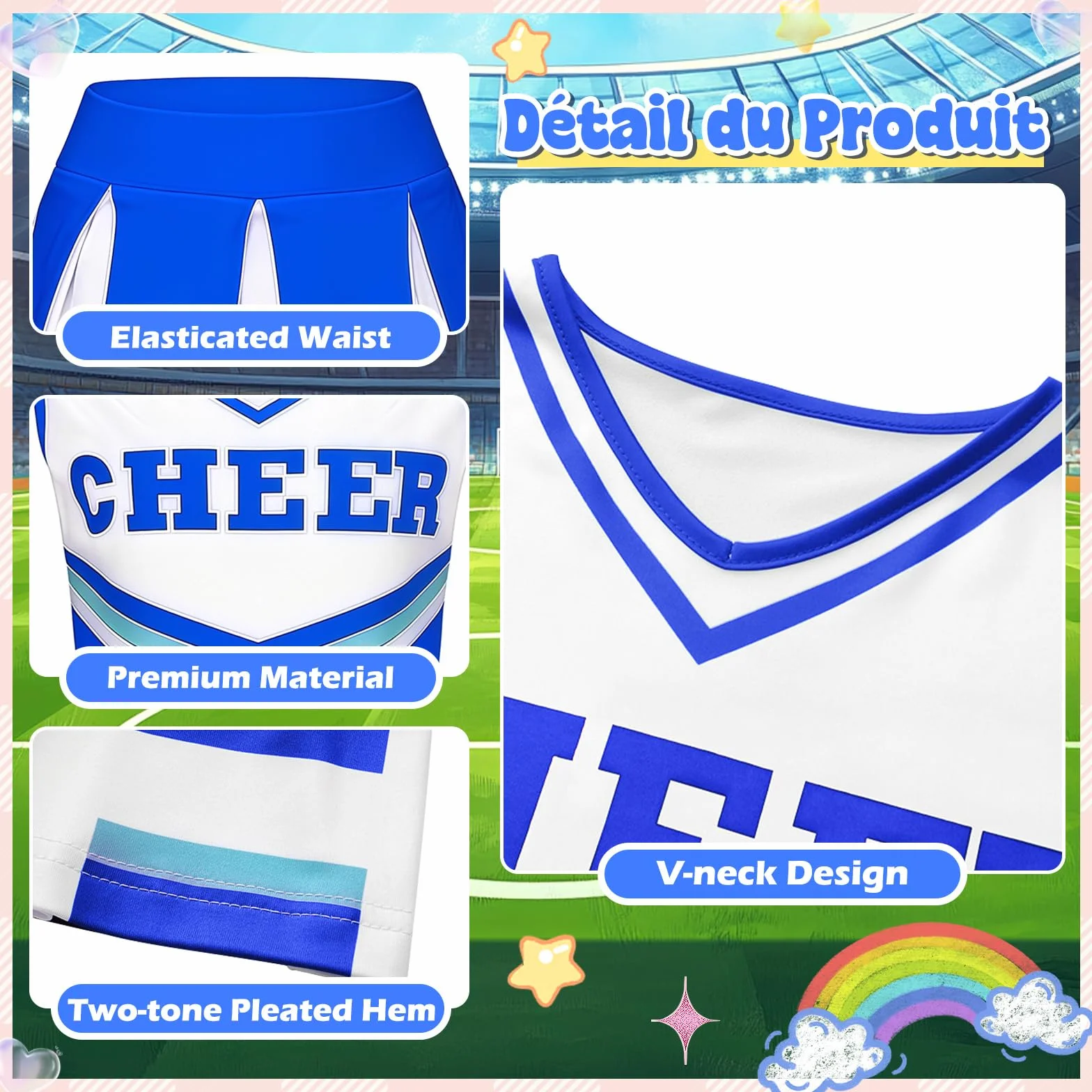 Luckyou Cheerleader Costume Carnevale con Pompon e Calzini