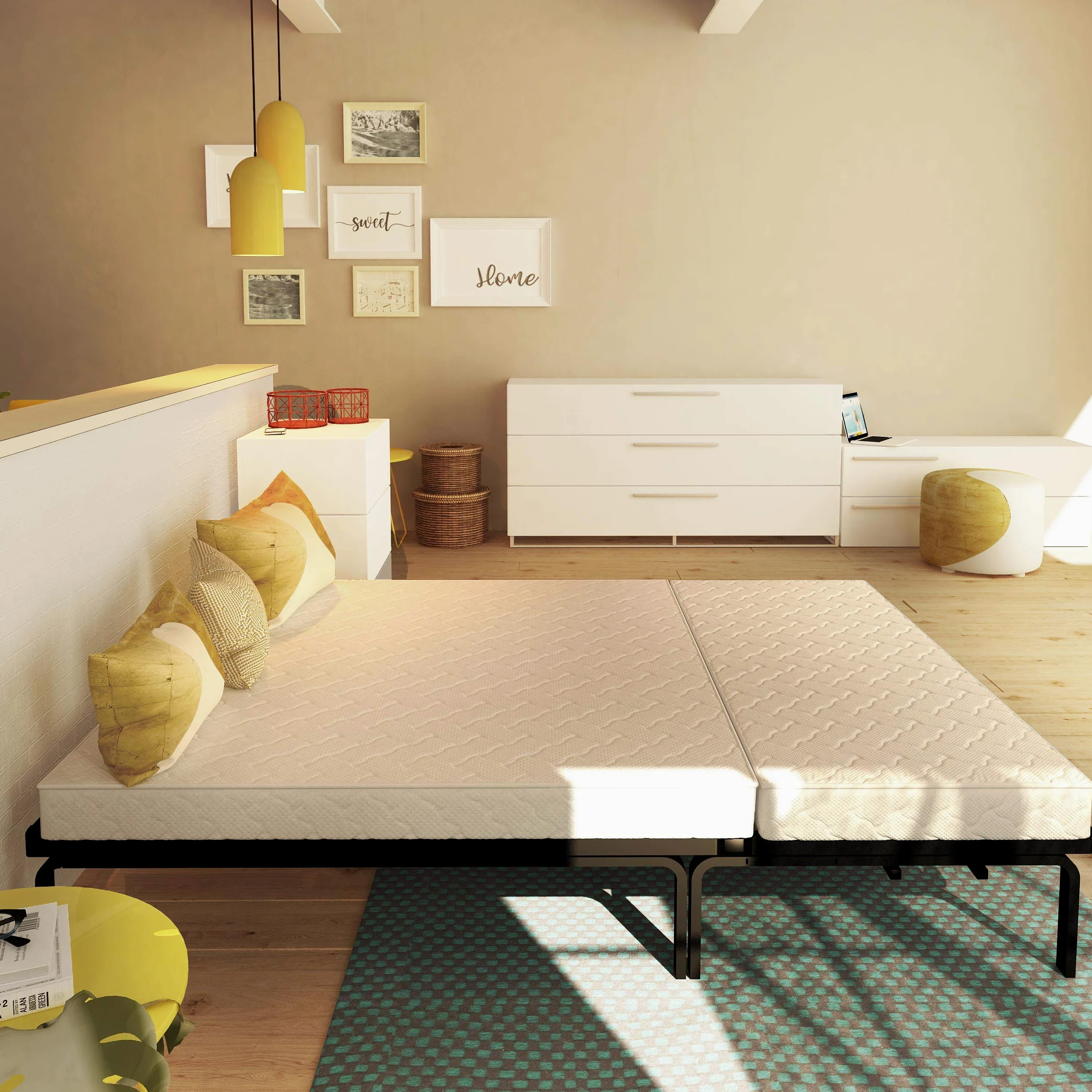 Baldiflex Materasso per Divano Letto Brio Pronto Letto, con Piega su Seduta, Ortopedico, ergonomico, Anallergico, 160x190x10cm